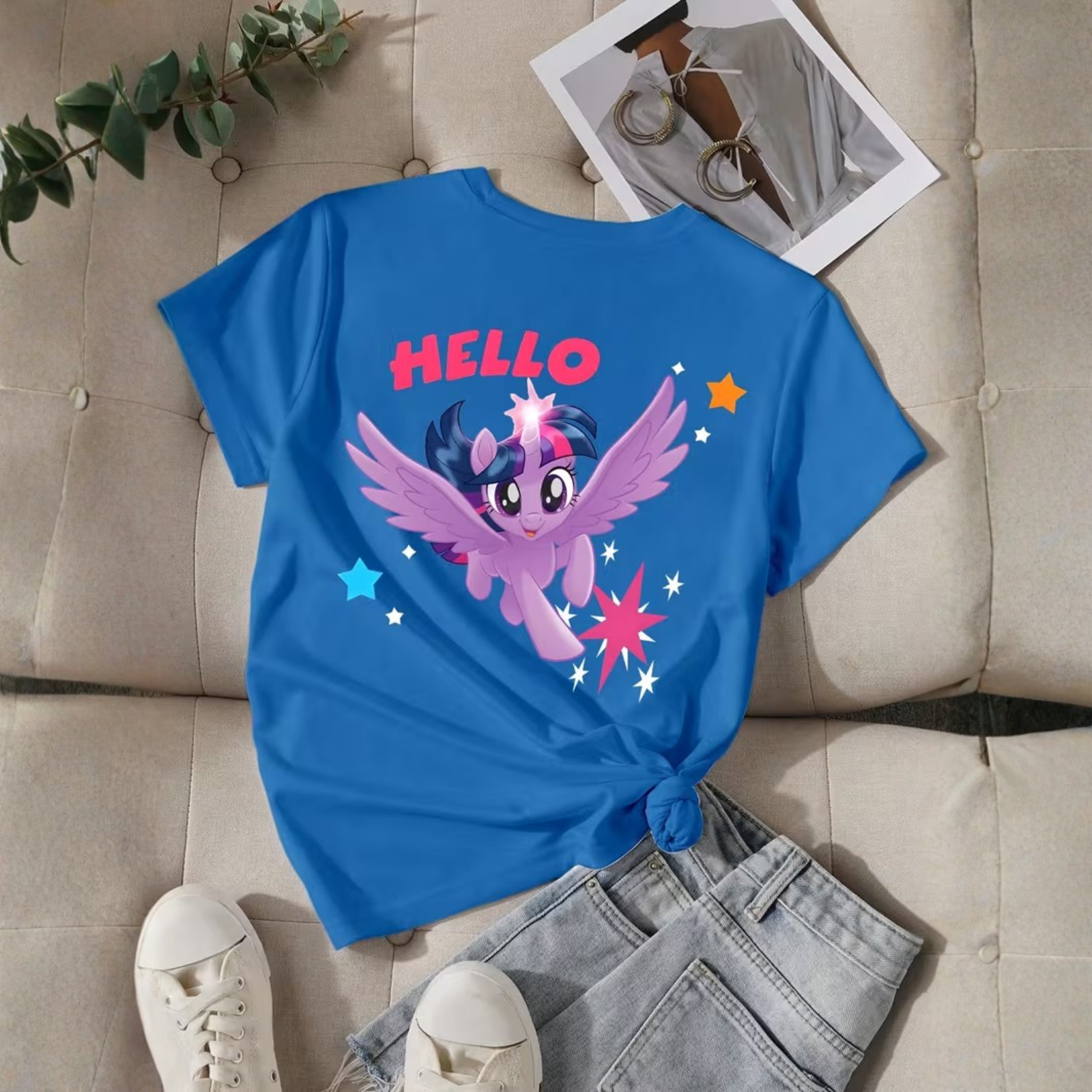 Twilight Sparkle Cartoon Printed Short Sleeve T Shirt For Girls