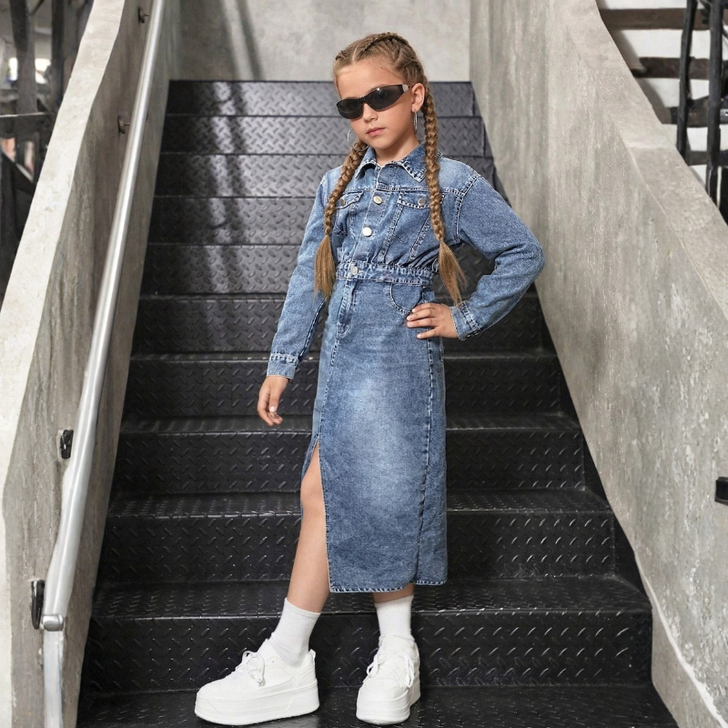 Casual Fitted Denim Dress