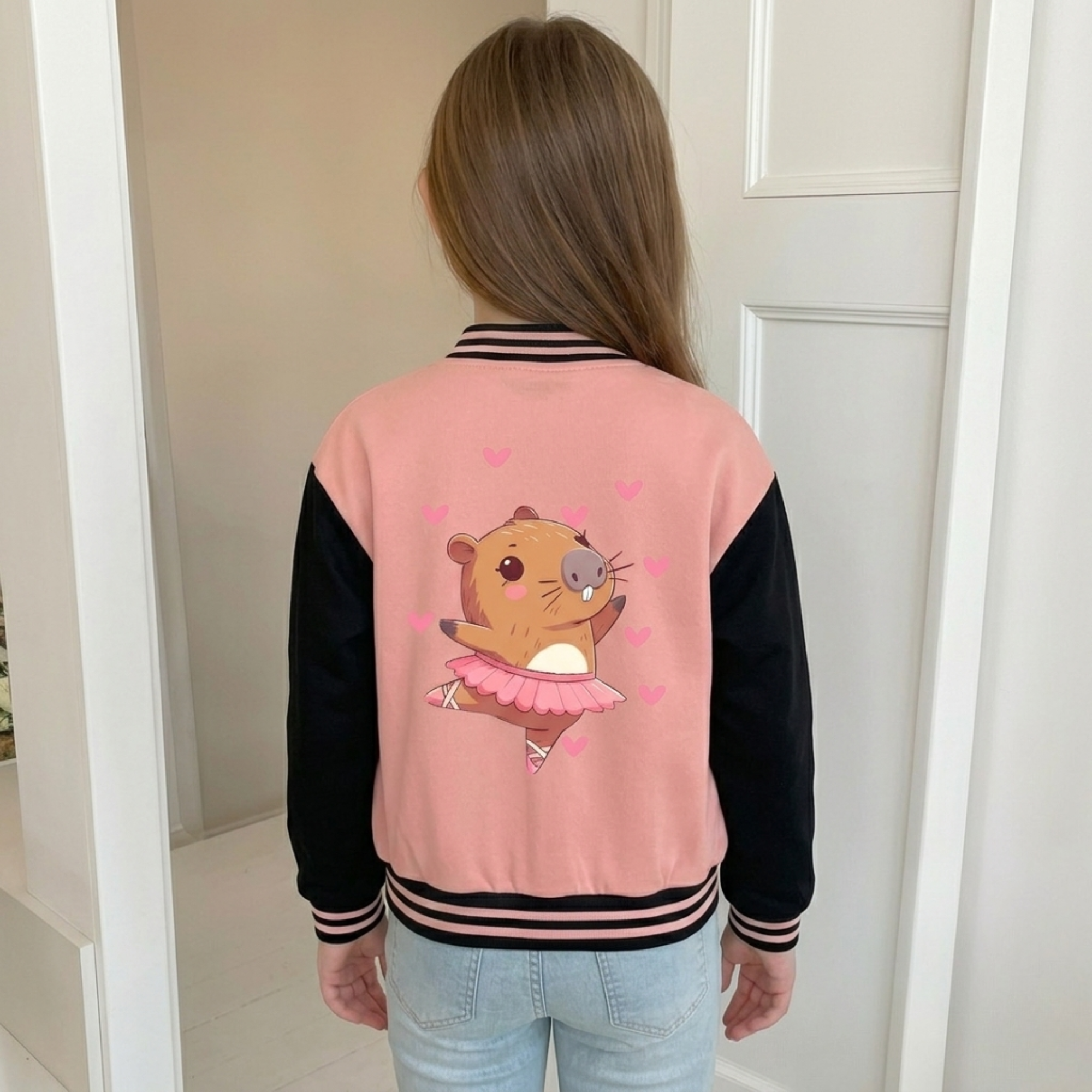 Capybara Inspired Baseball Jacket For Girls 
