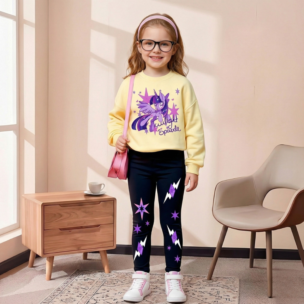 Twilight Sparkle Graphic Themed Sweatshirt And Flared Pants Set For Girls