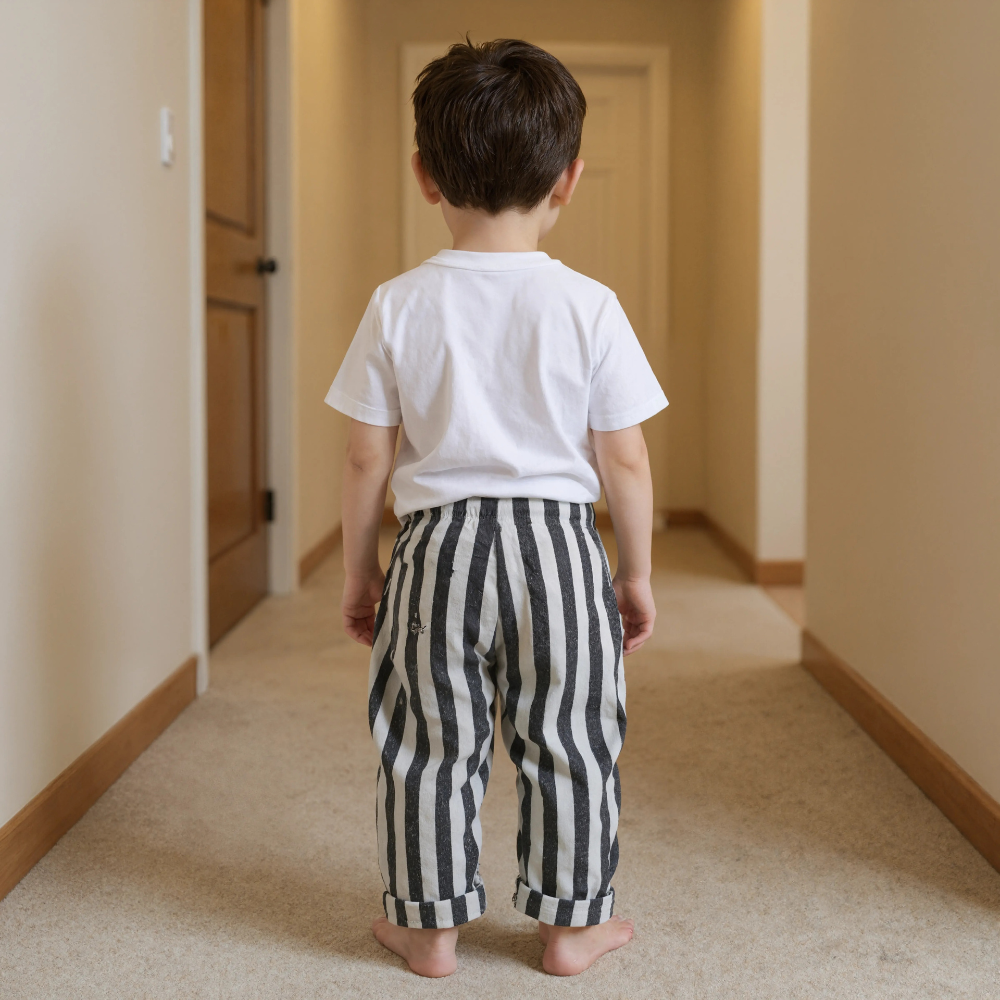 Baby Striped Drawstring Casual Pants