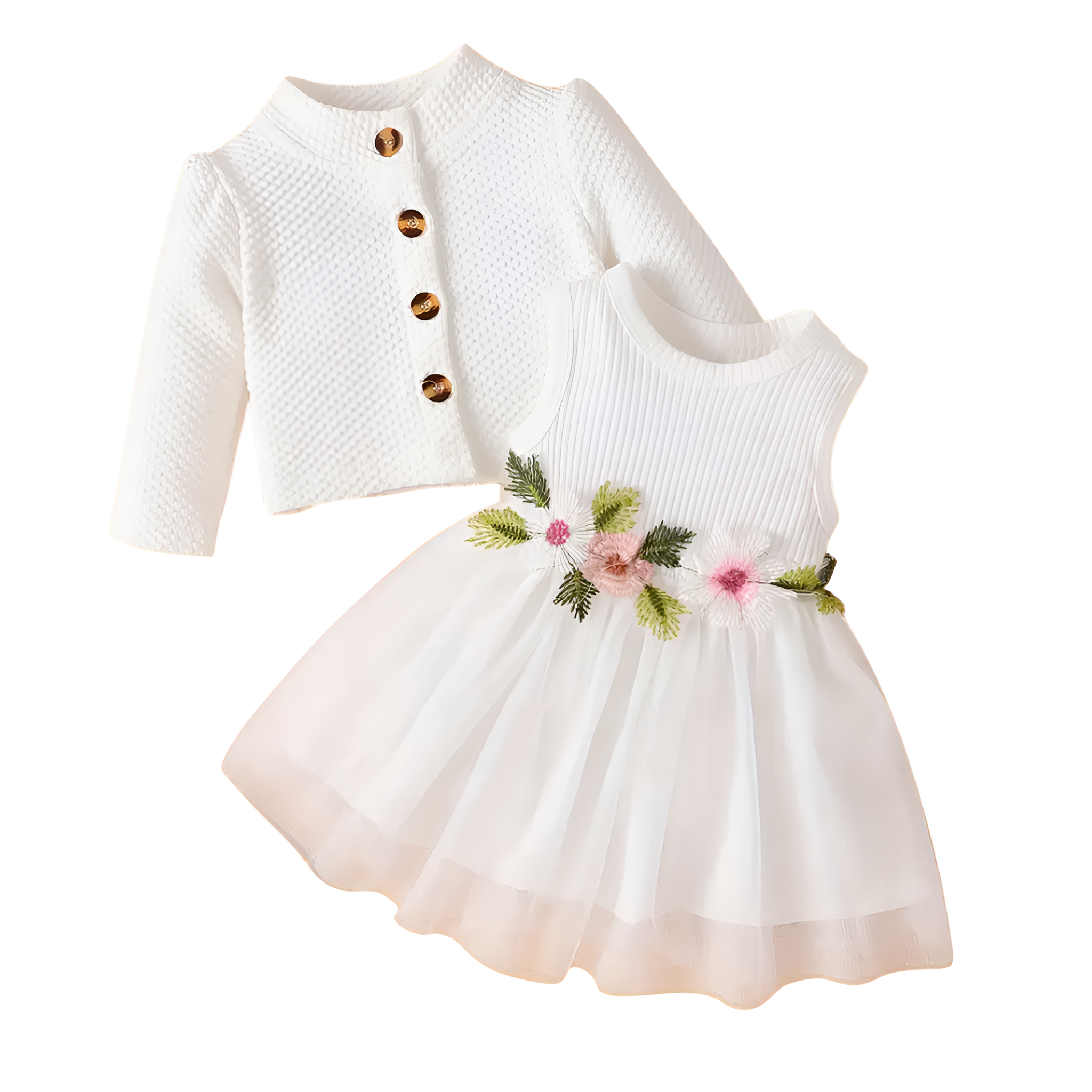 Summer Children Single Button Long Sleeve Shirt With Sleeveless Mesh