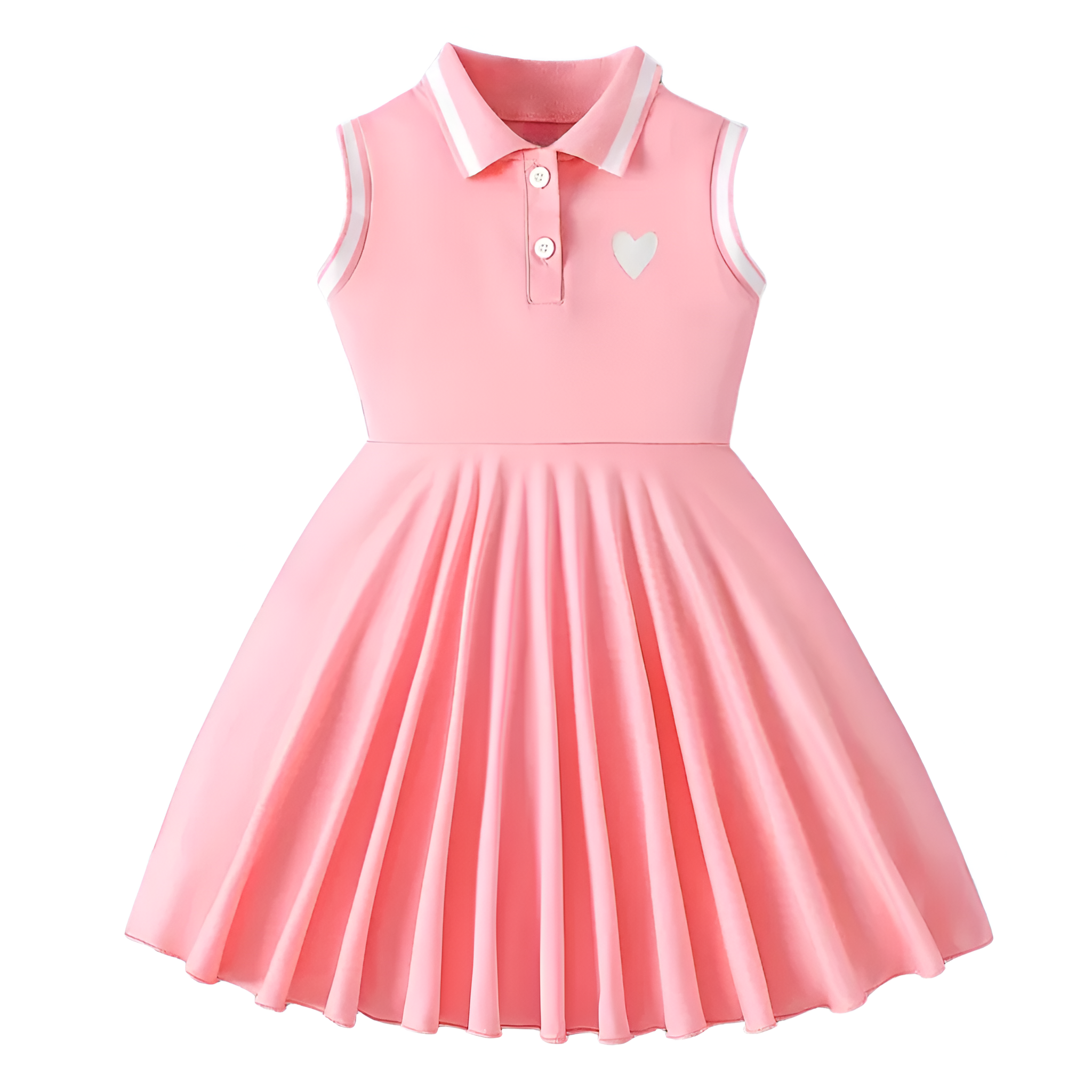 Girls Printed Summer Sleeveless And Collared Casual Dress