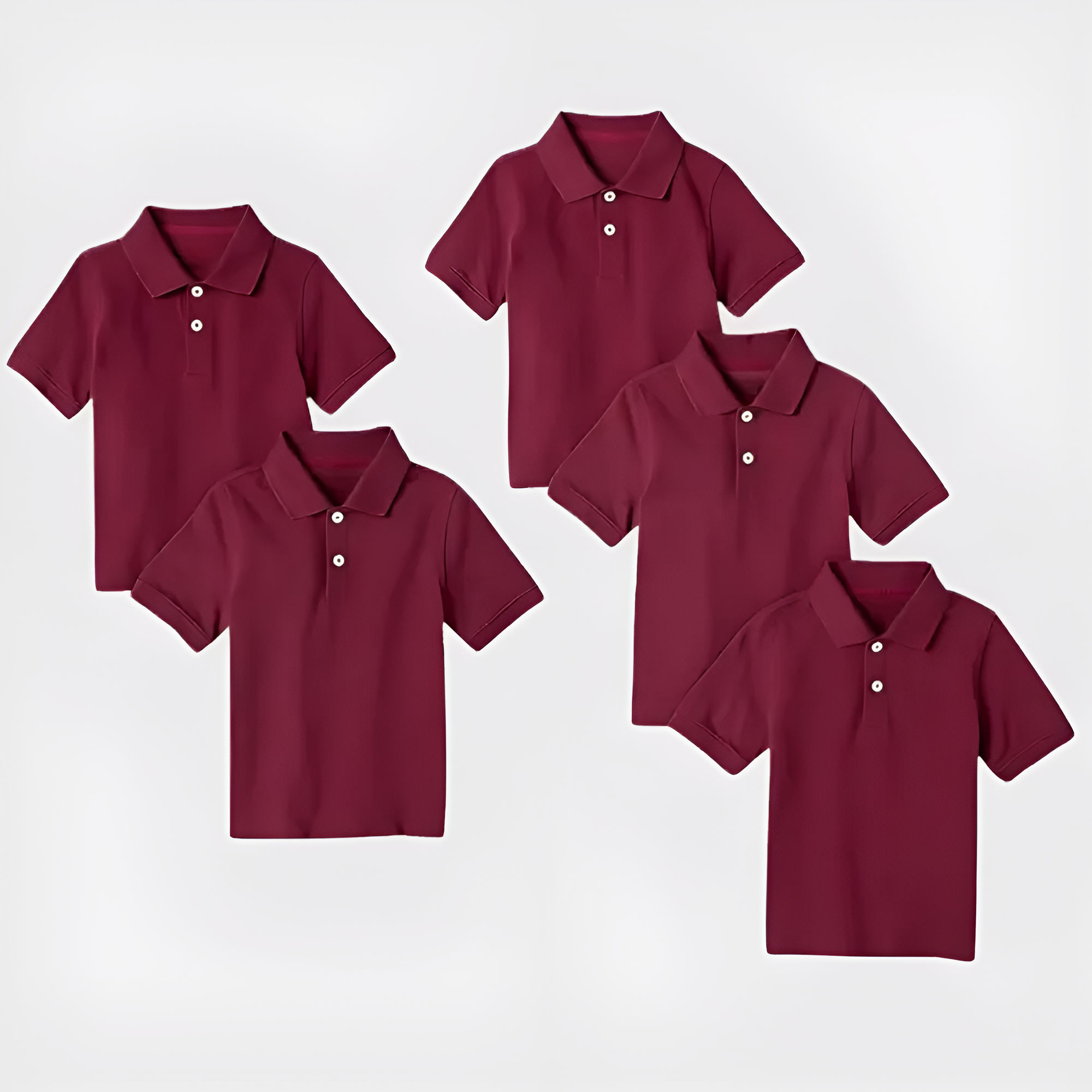 Pack Of 5 Short Sleeve School Uniform Shirts For Toddlers