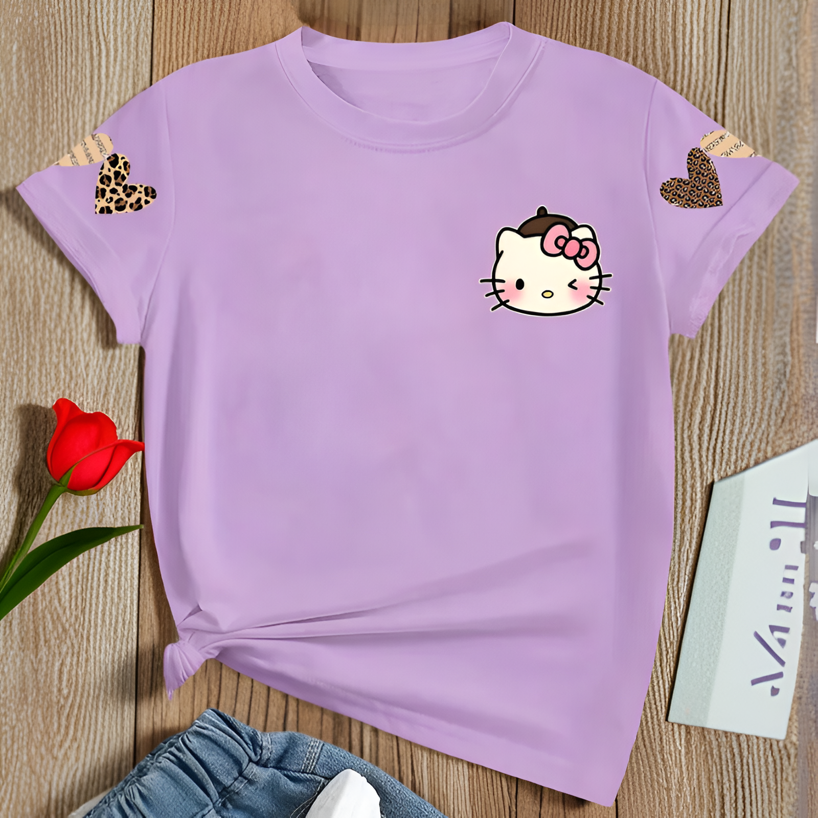 Hello Kitty Printed Short Sleeved T Shirt