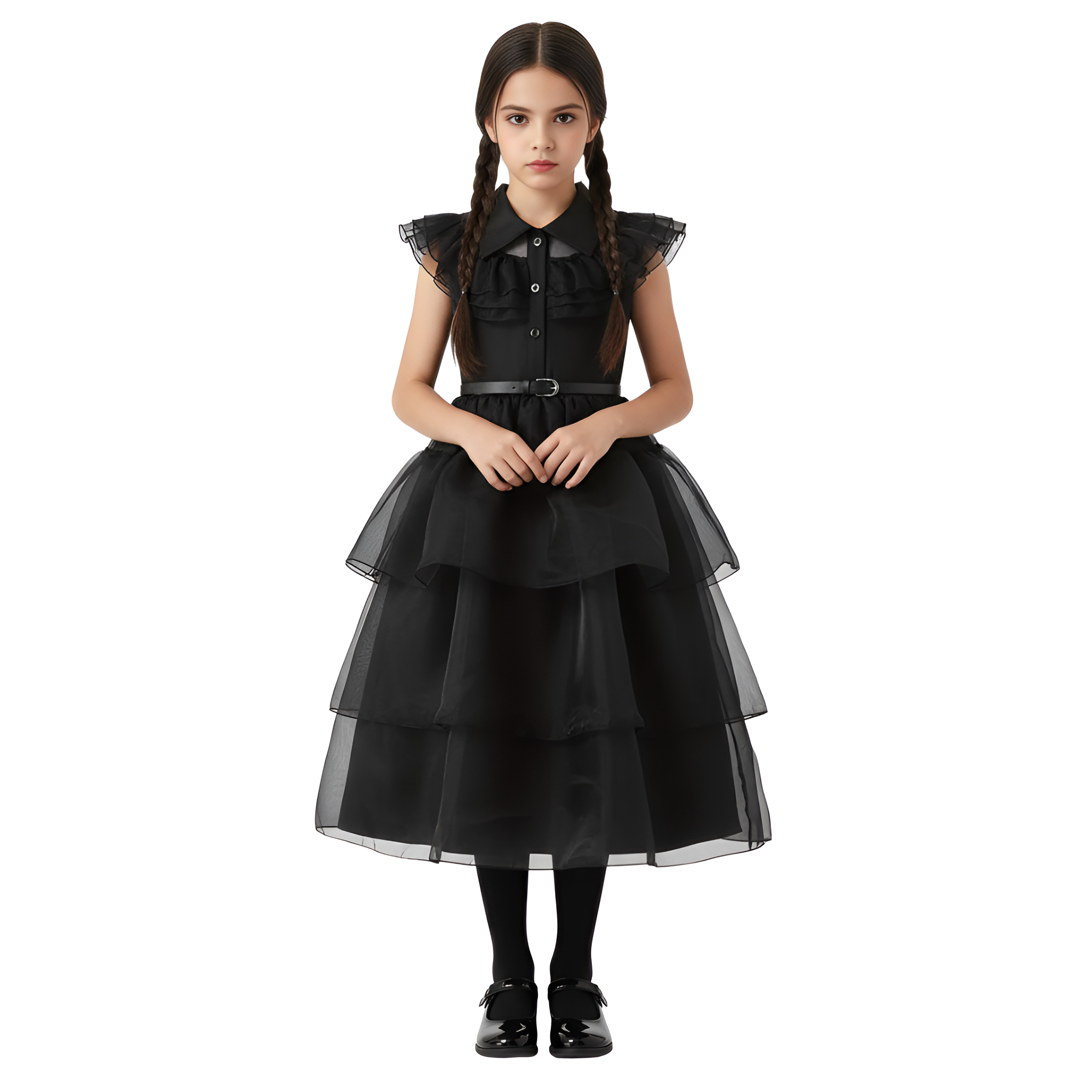 Girls Princess Dress With Ruffle Short Sleeves