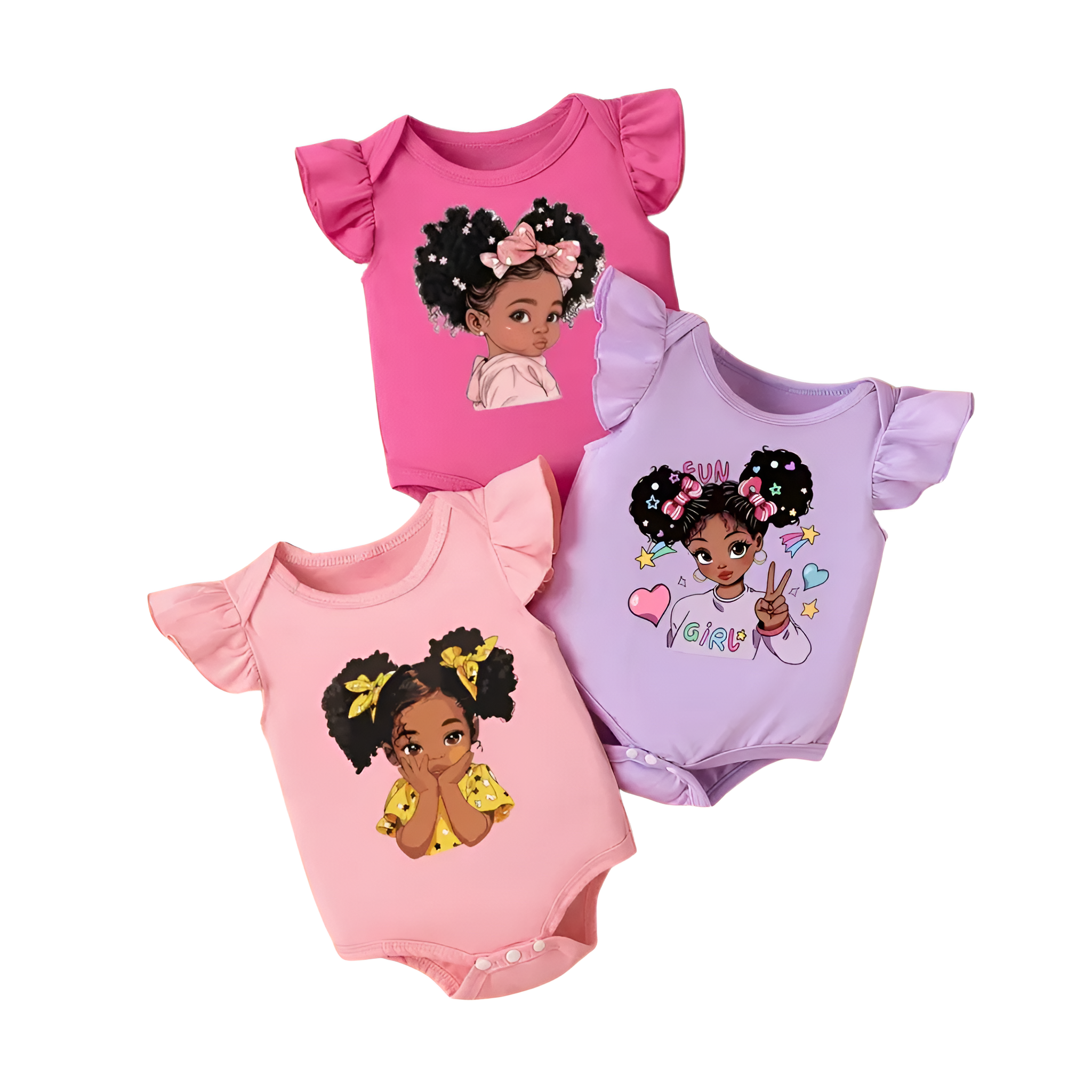 Sleeveless Baby Girl Romper Set with Cartoon Design for Warm Days