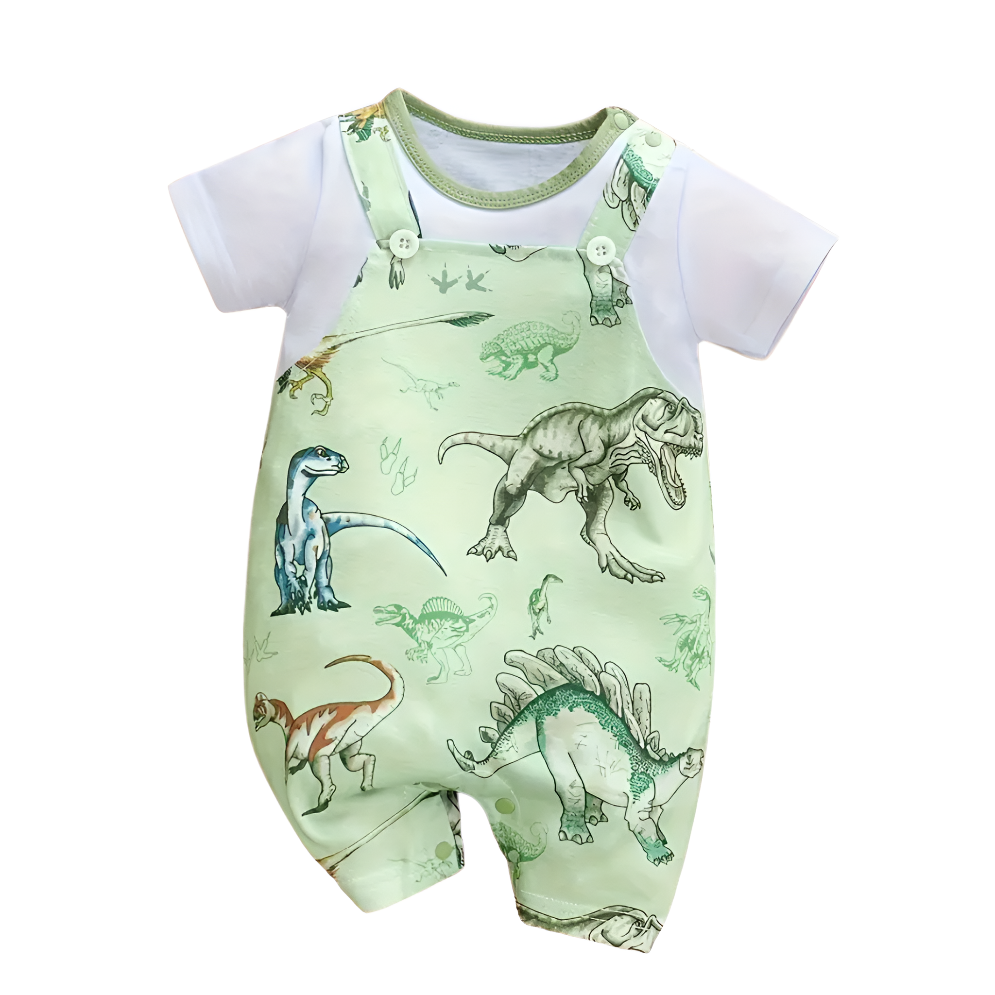 Short Sleeve Romper For Babies With Cartoon Zoo Animal Theme