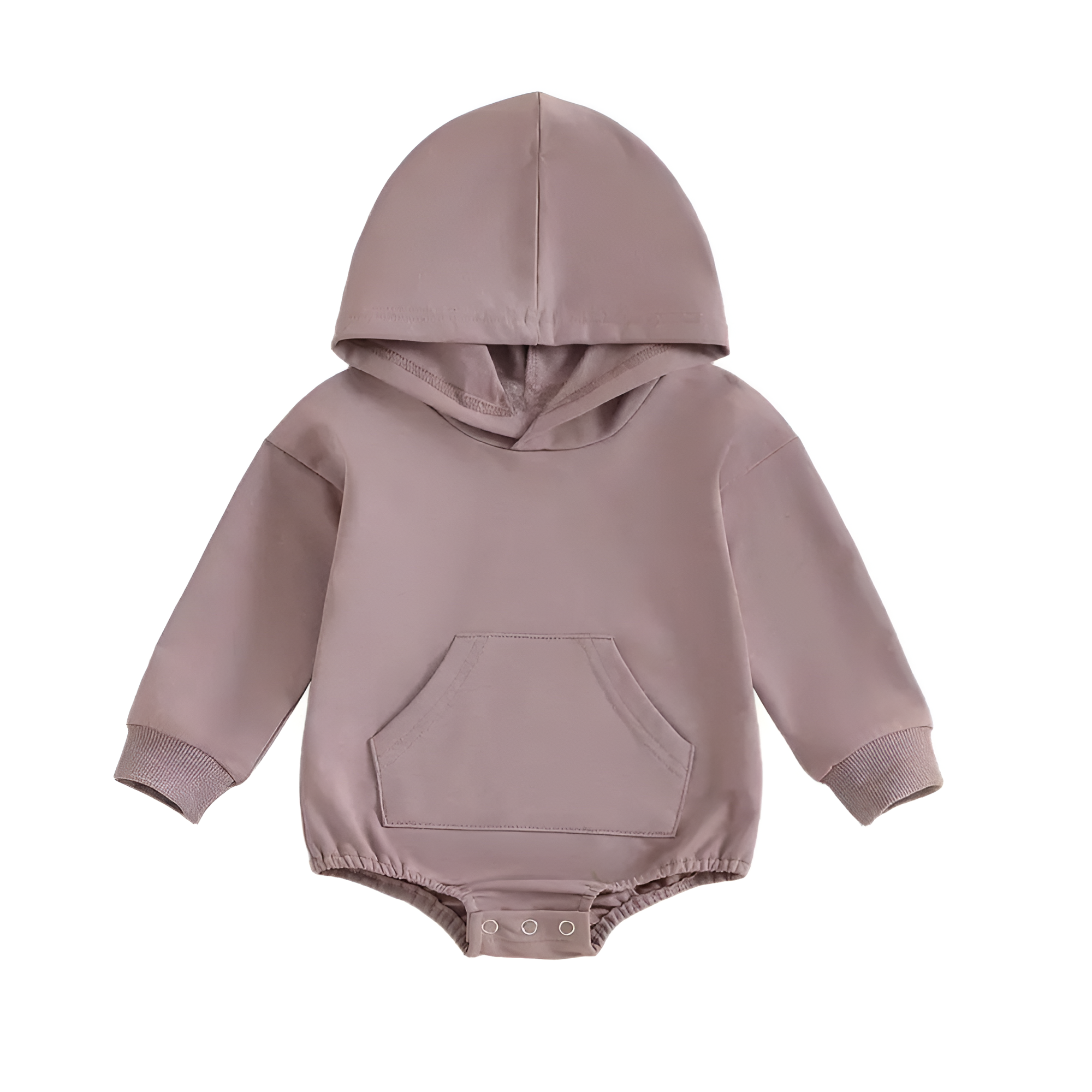  Baby Onesie Newborn Boy Girl Hooded Romper Long Sleeve Front Pocket Solid Color Bodysuit