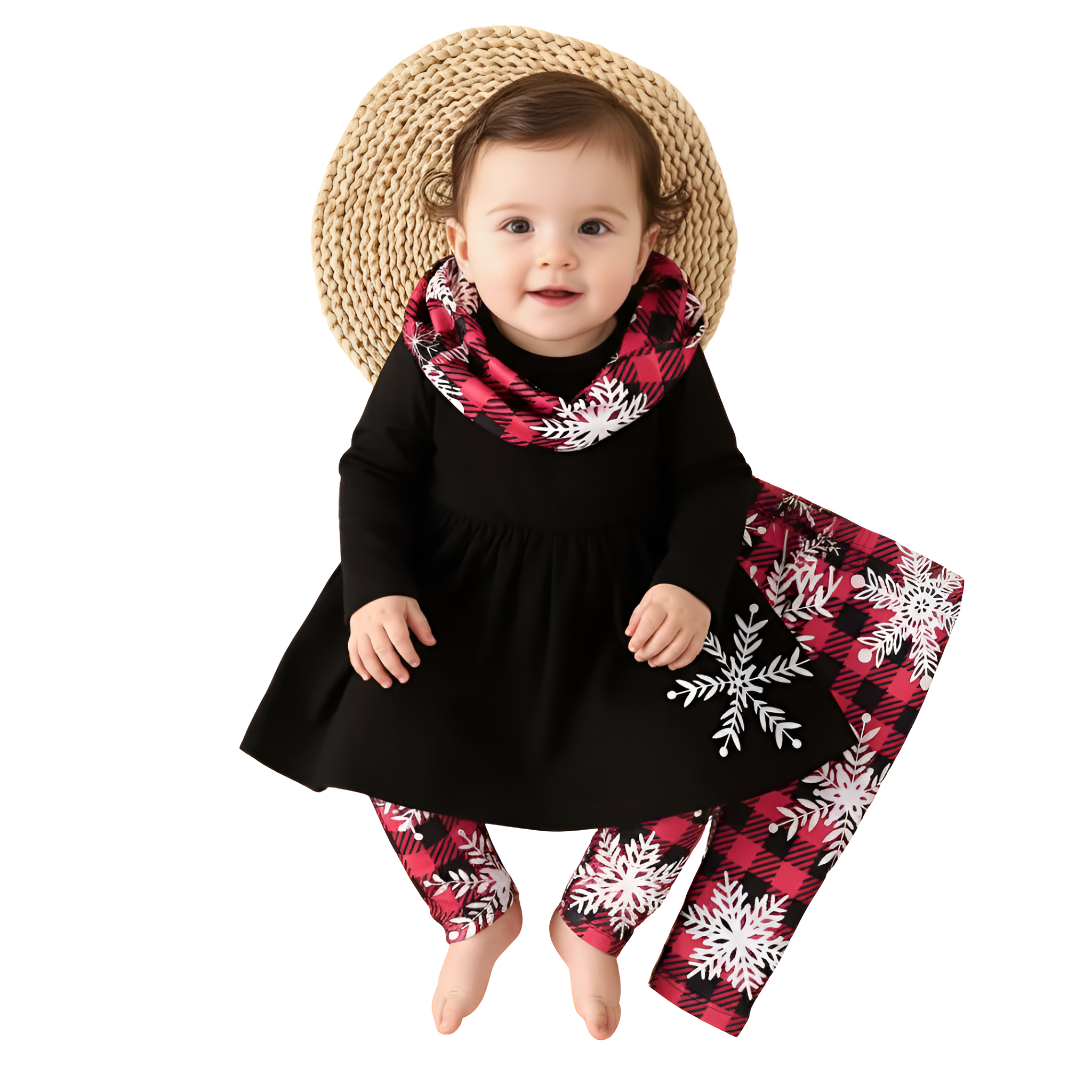 Winter Snowflake Print Baby Romper Set