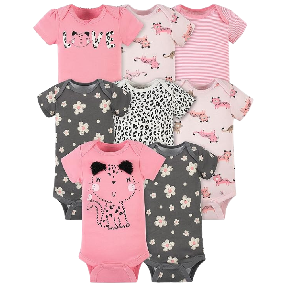 Pack of 8 Baby Girl Short Sleeve Onesies Bodysuits