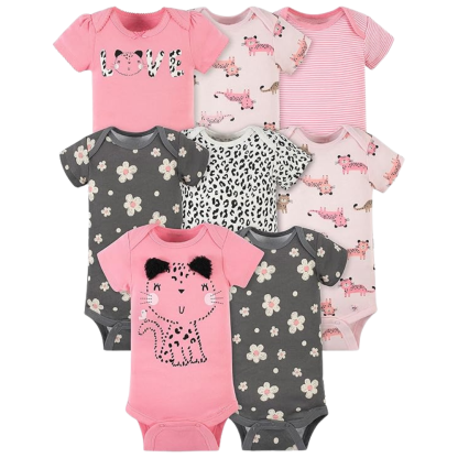 Pack of 8 Baby Girl Short Sleeve Onesies Bodysuits