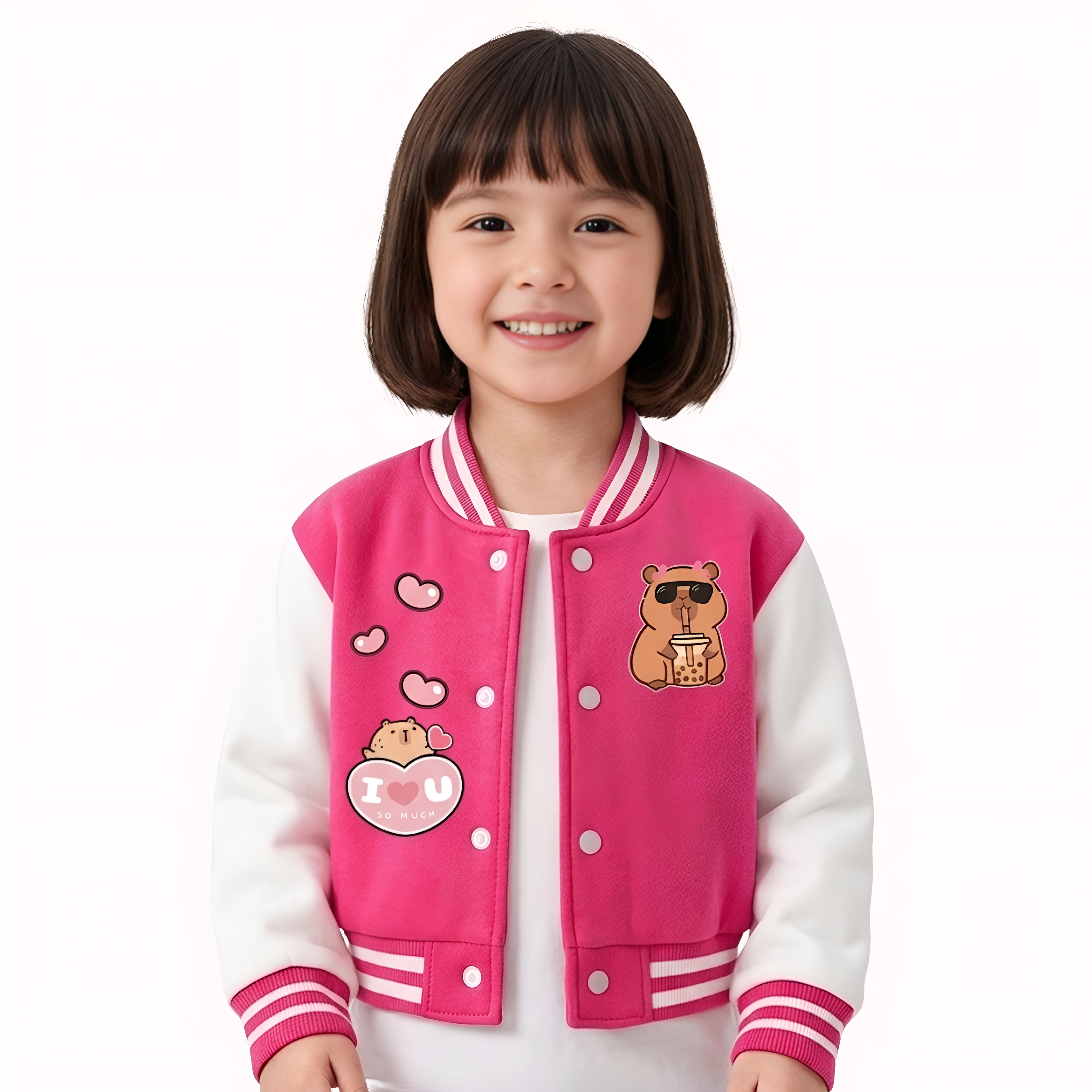 Capybara Family Design Printed Casual Jacket For Girls