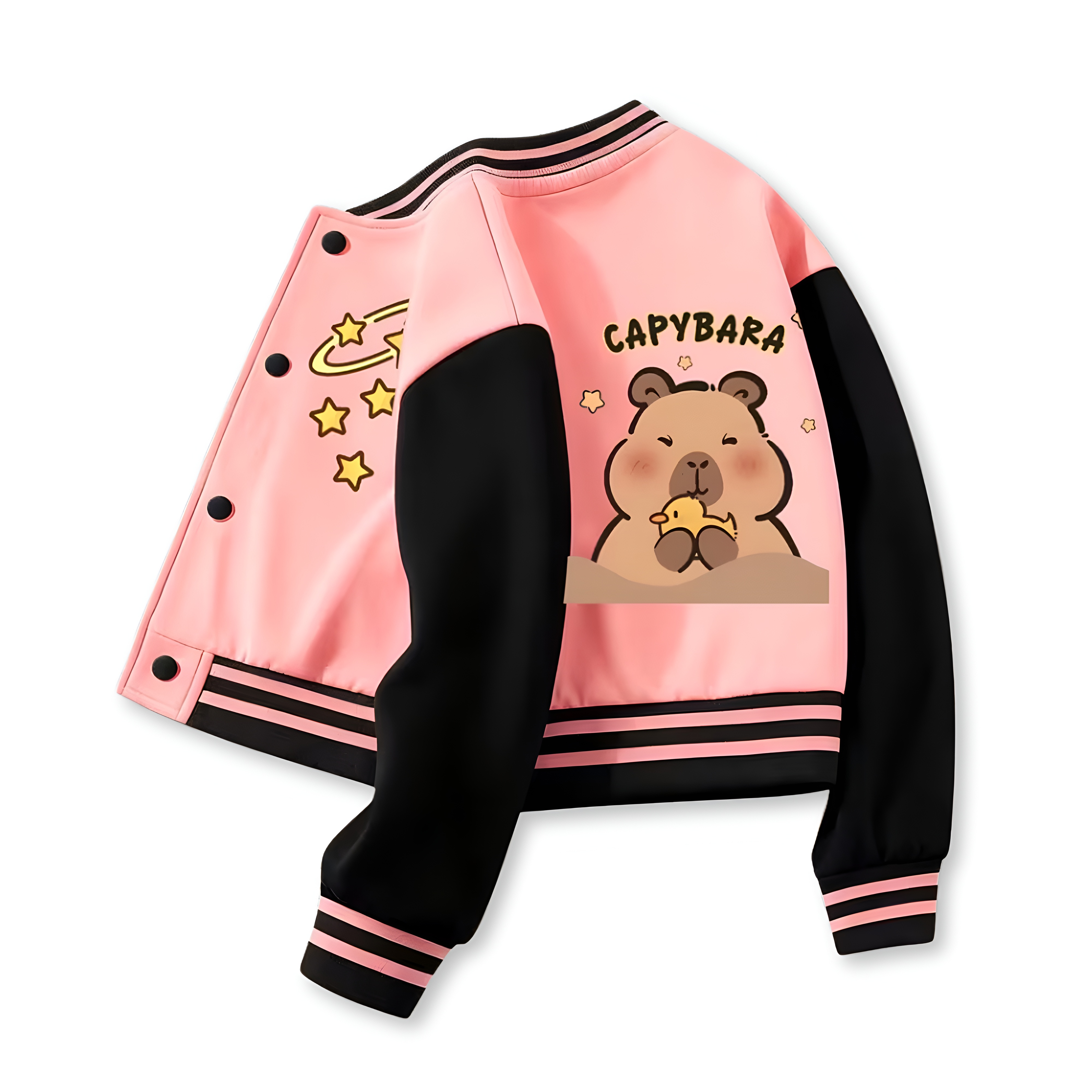 Capybara With Star Printed Jacket For Girls 