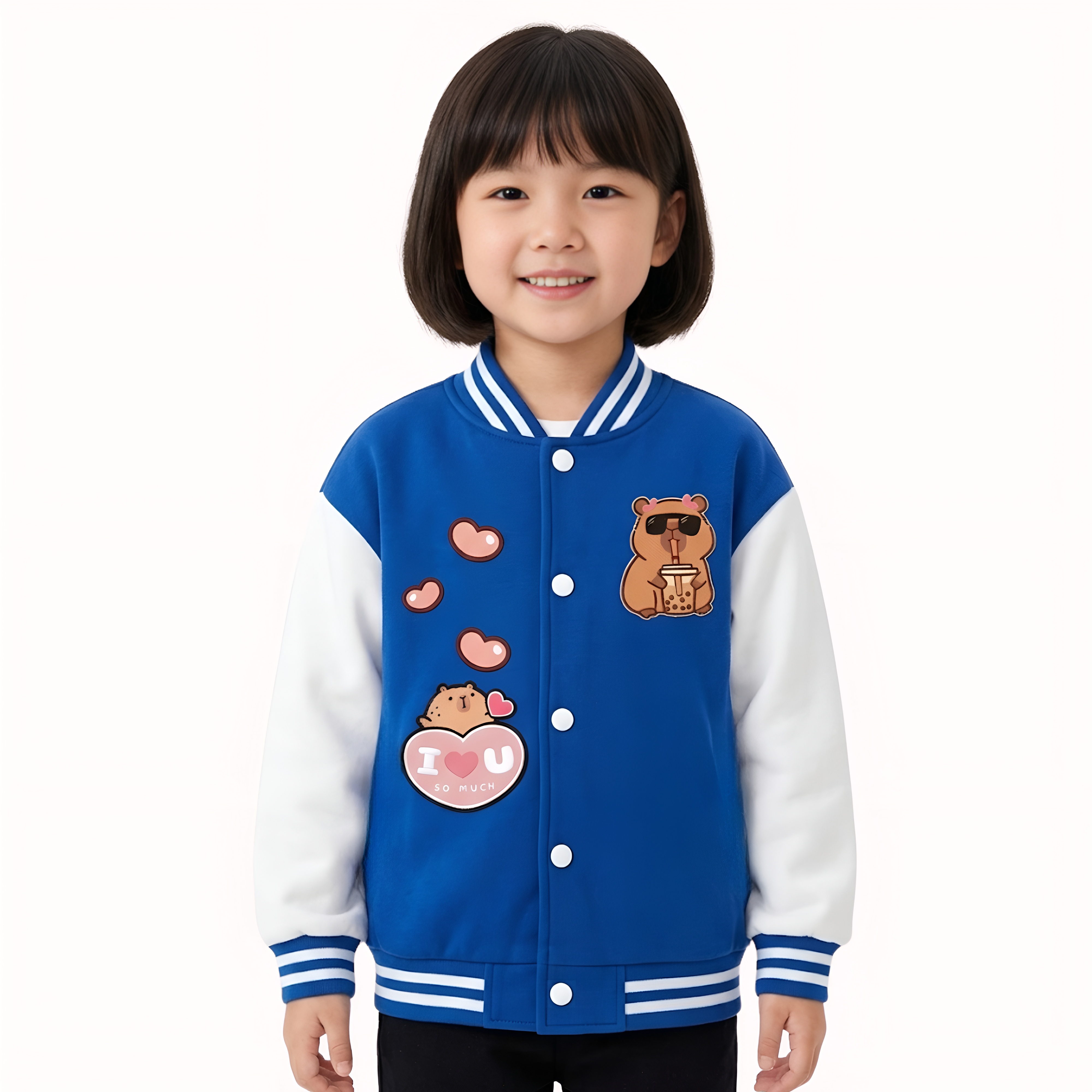 Capybara Family Design Printed Casual Jacket For Girls