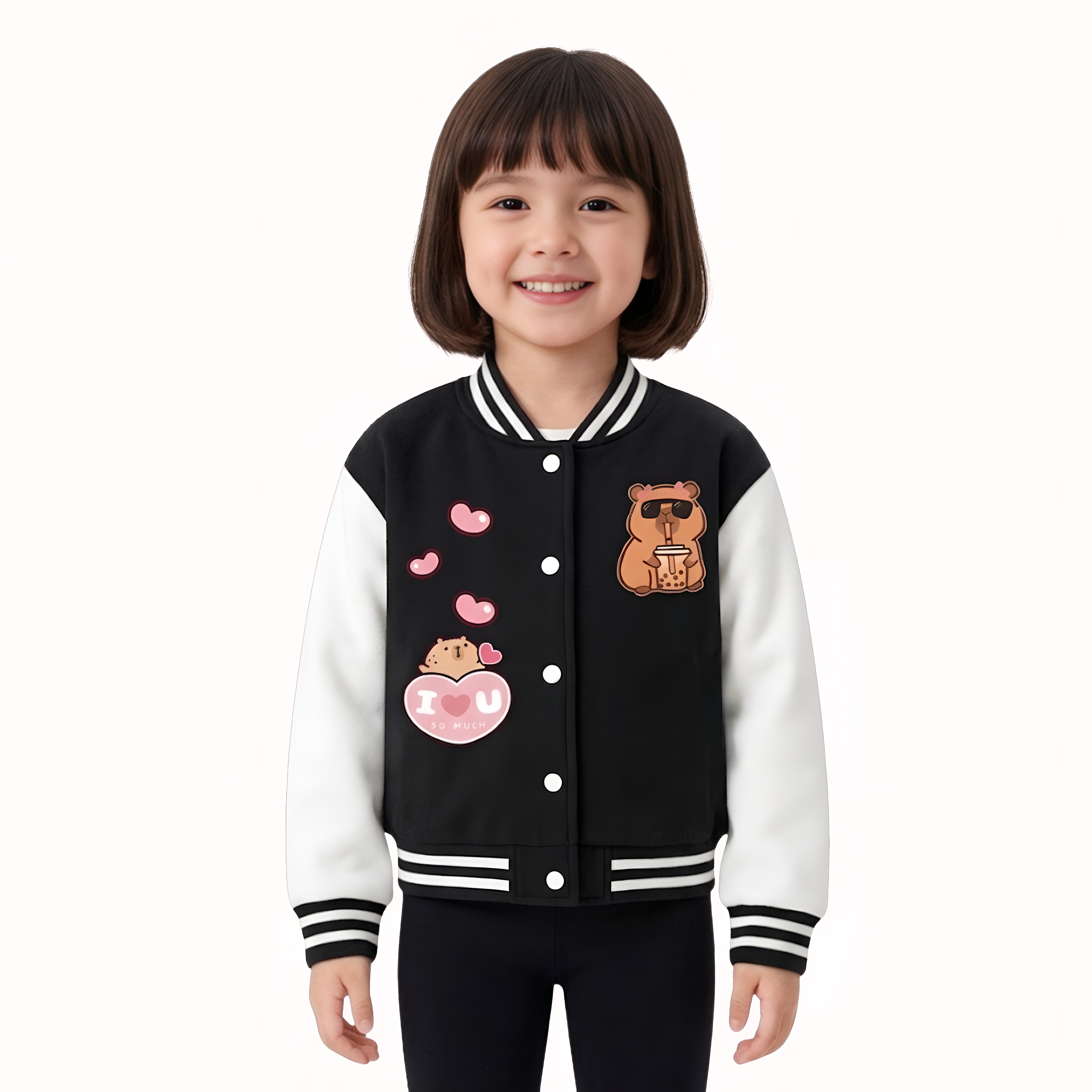 Capybara Family Design Printed Casual Jacket For Girls