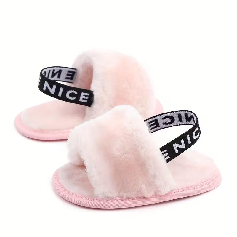 Slip On Furry Sandals For Girls