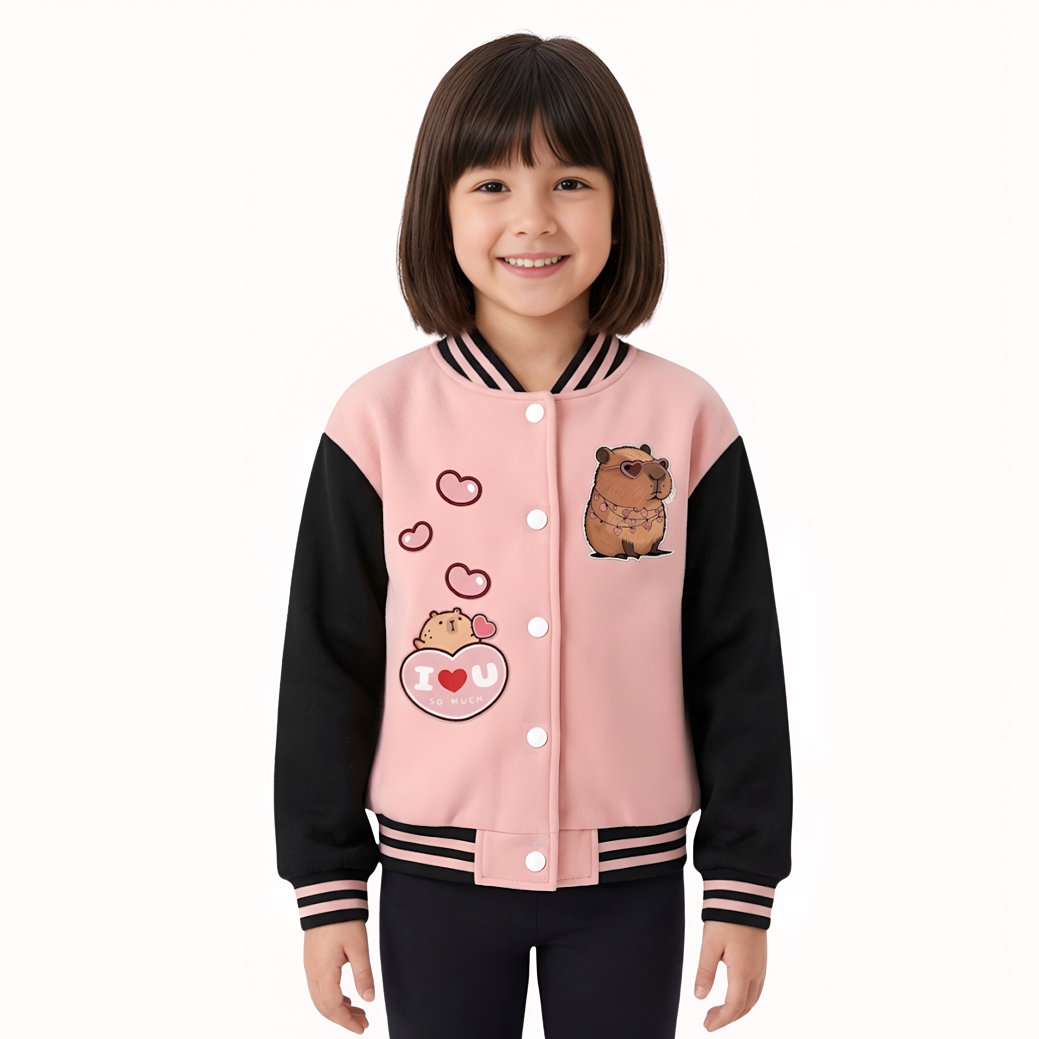 Capybara Family Design Printed Casual Jacket For Girls