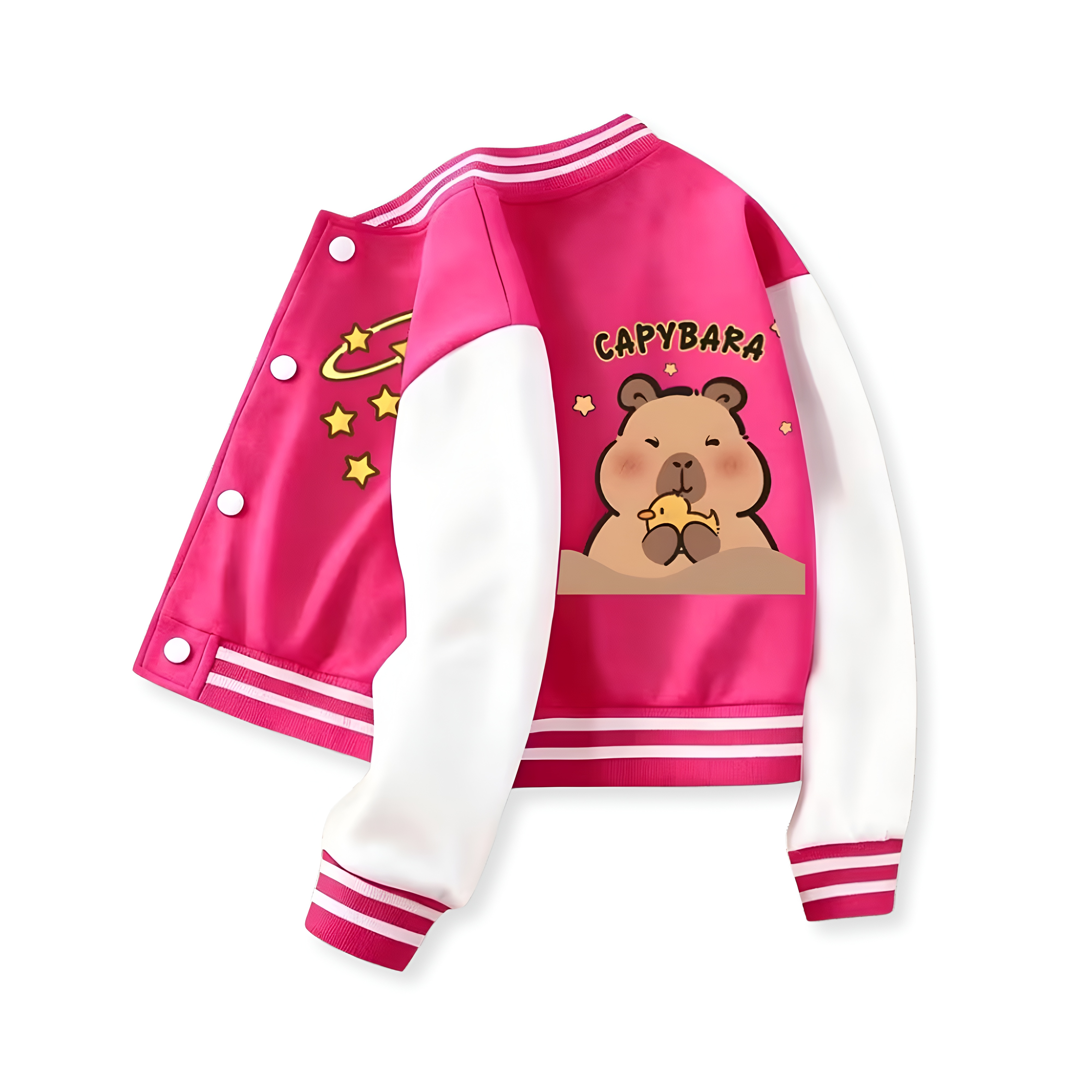 Capybara With Star Printed Jacket For Girls 