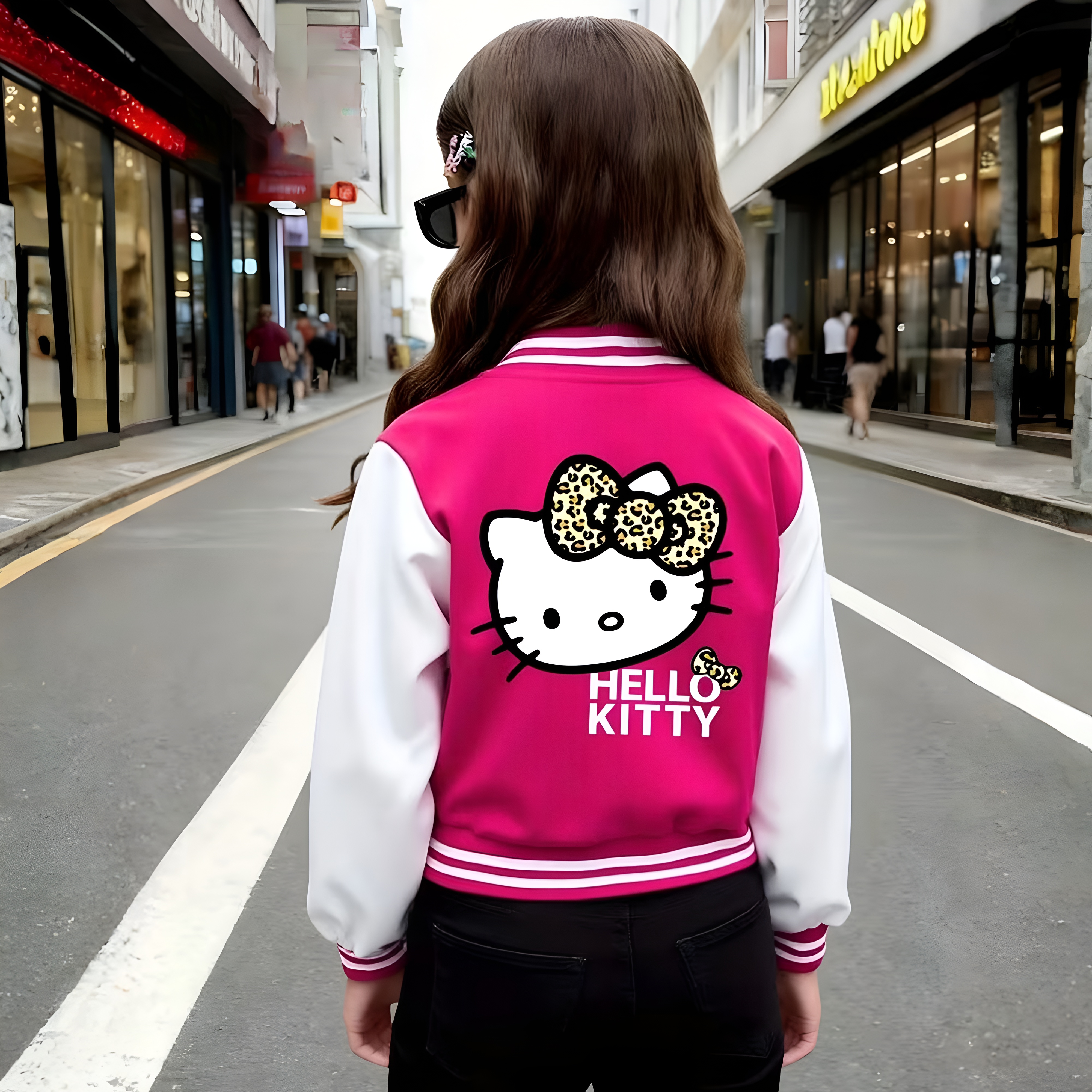  Hello Kitty Themed Casual Baseball Jacket For Girls