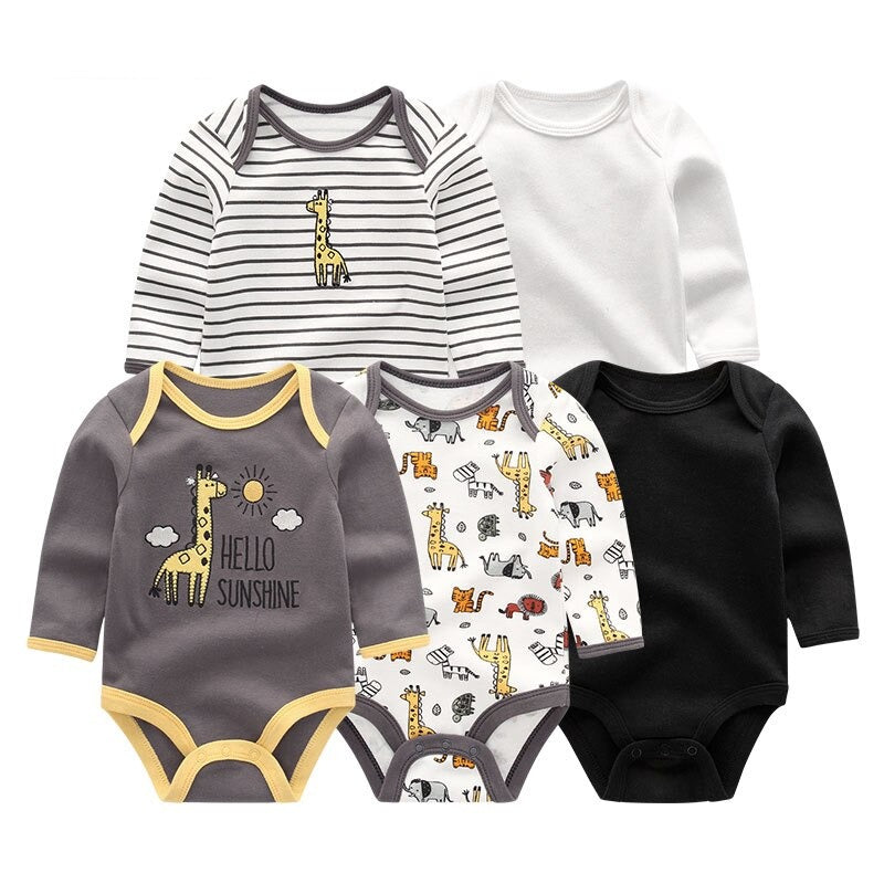 5 Pcs Cotton Toddler Bodysuits Set-Children Cloth Shop