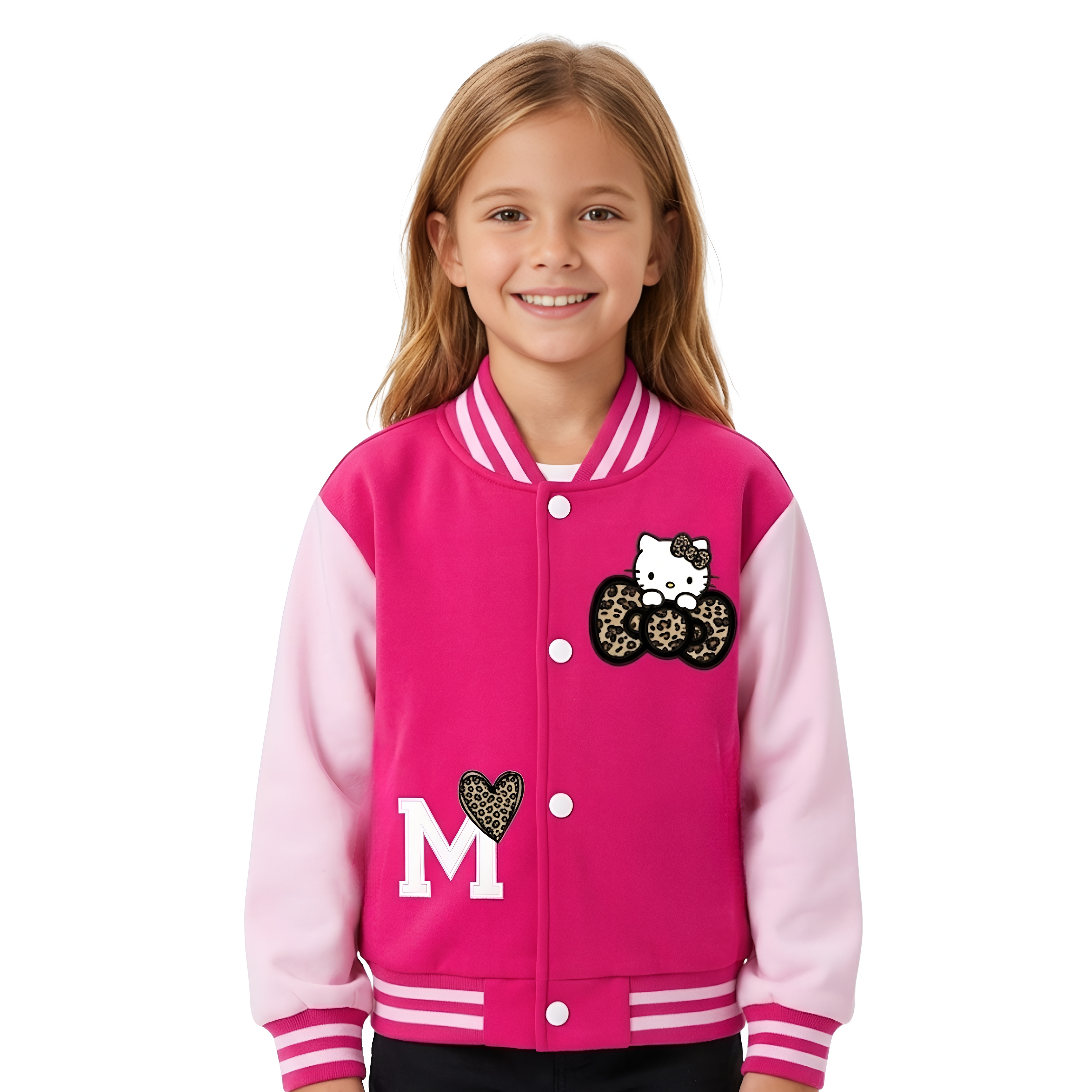  Hello Kitty Themed Casual Baseball Jacket For Girls