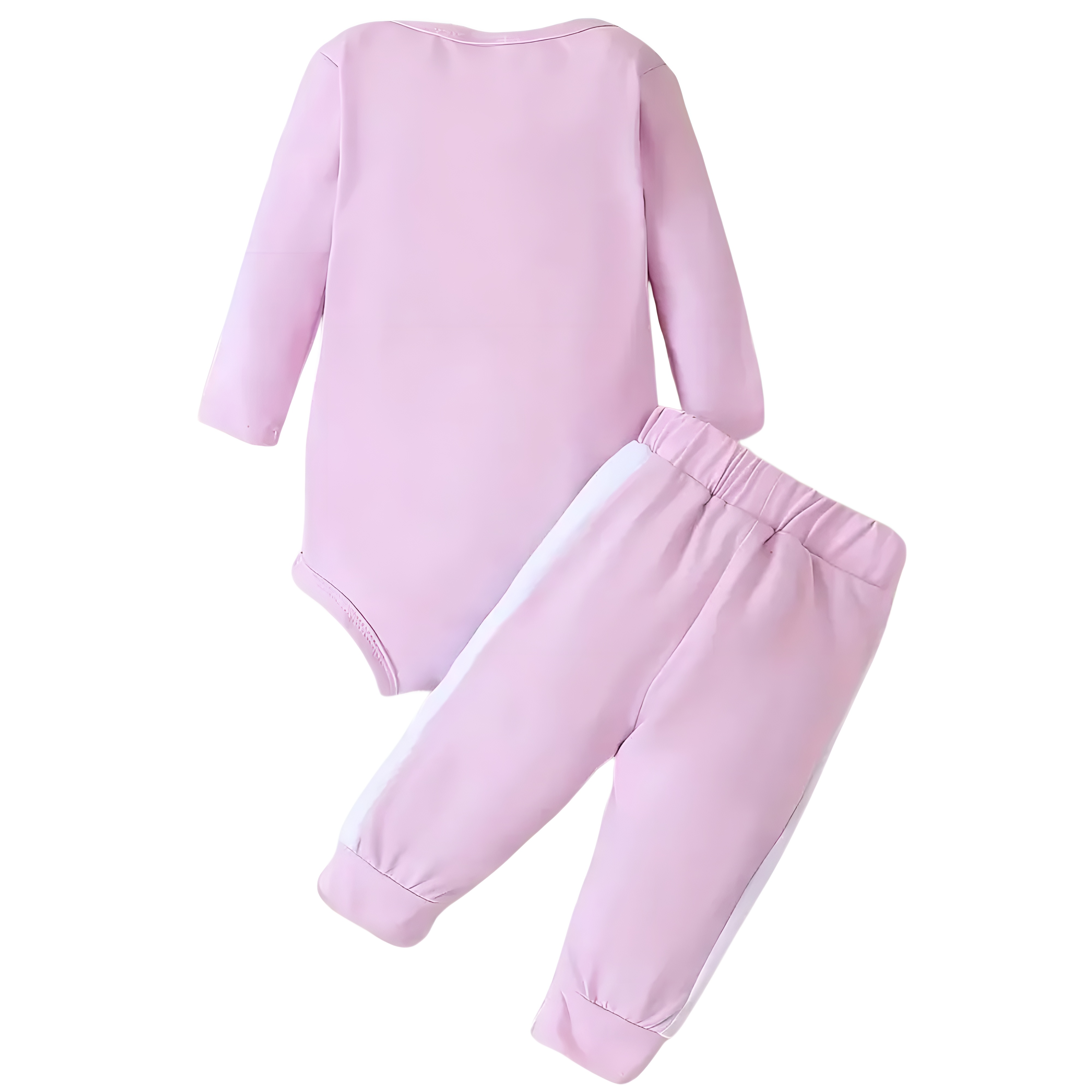 I LOVE MOM Print Bodysuit Casual Pants Toddler and Infant Girl Clothing Set