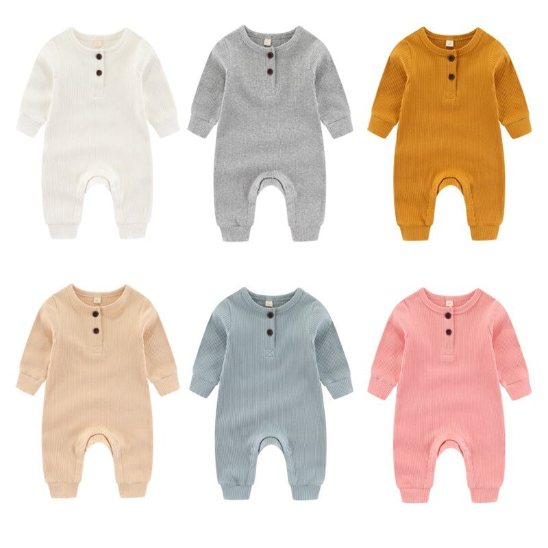 Solid Long Sleeves Cotton Bodysuit For Infants-Children Cloth Shop