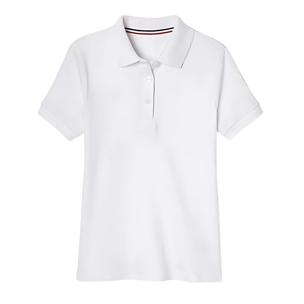 Girls Short Sleeve Picot Collar School Uniform Shirt