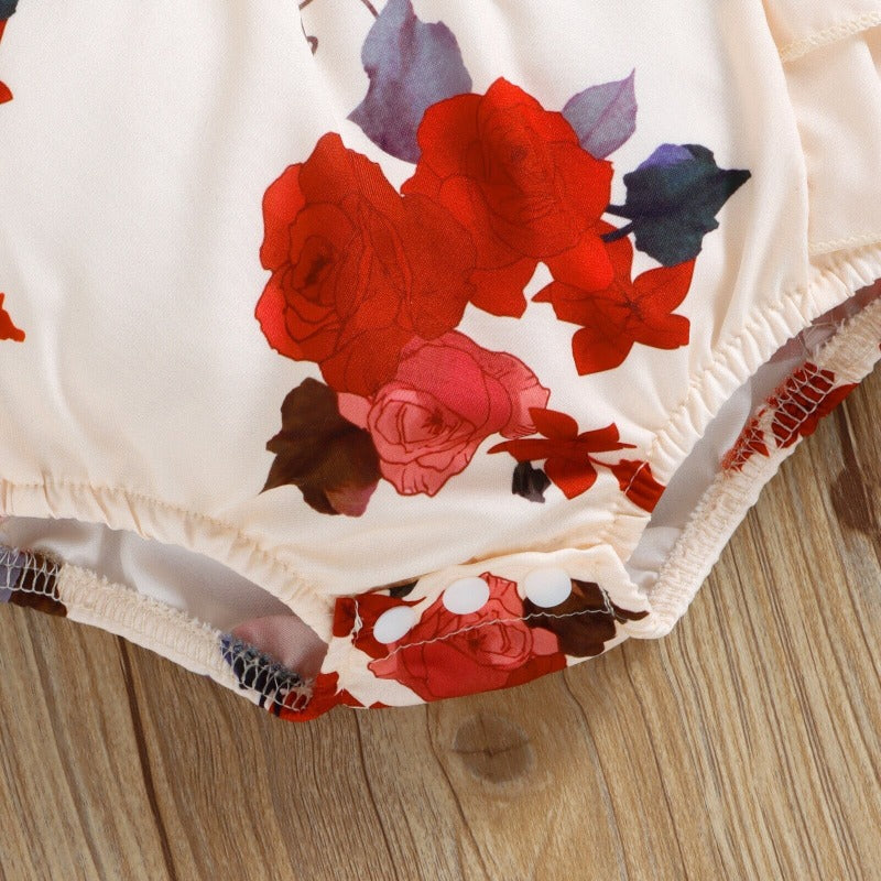 Sleeveless Princess Floral Print Jumpsuit-Children Cloth Shop