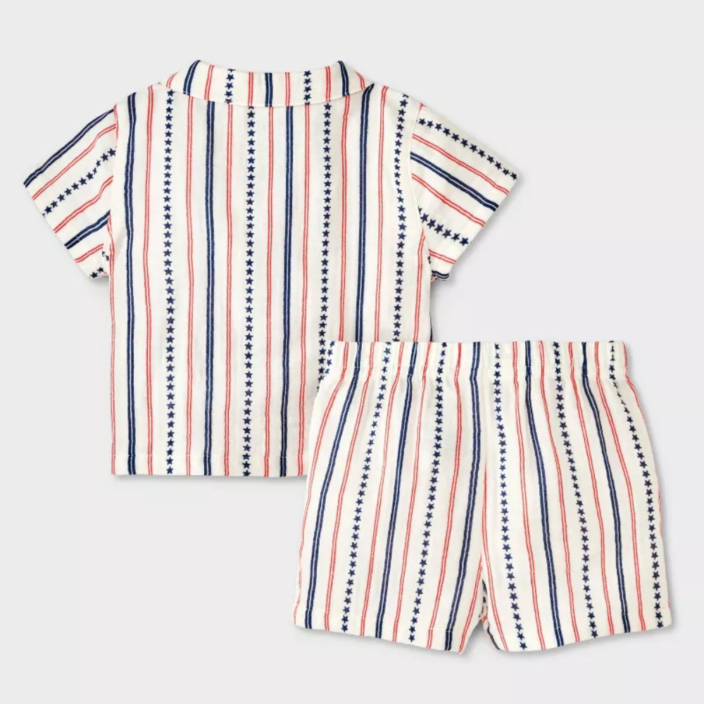 Star Striped Top And Shorts Set