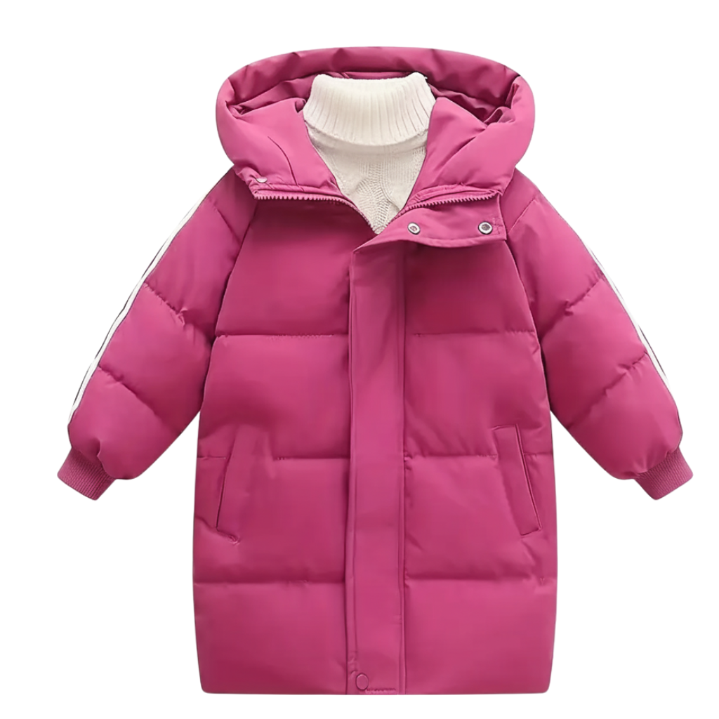 Mid Length Hooded Kids Winter Puffer Coat