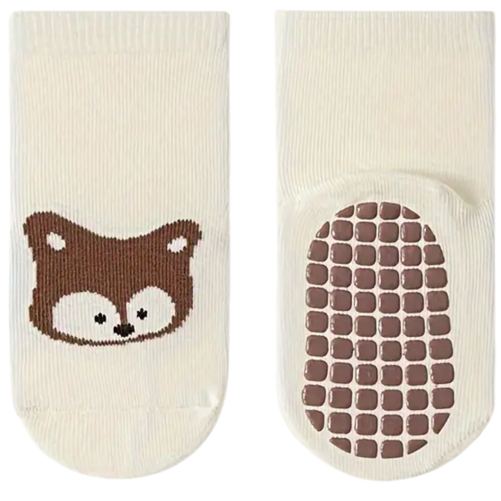 6 Pairs Of Non Slip Socks With Cartoon Animal Designs For Boys