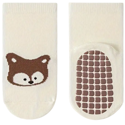 6 Pairs Of Non Slip Socks With Cartoon Animal Designs For Boys