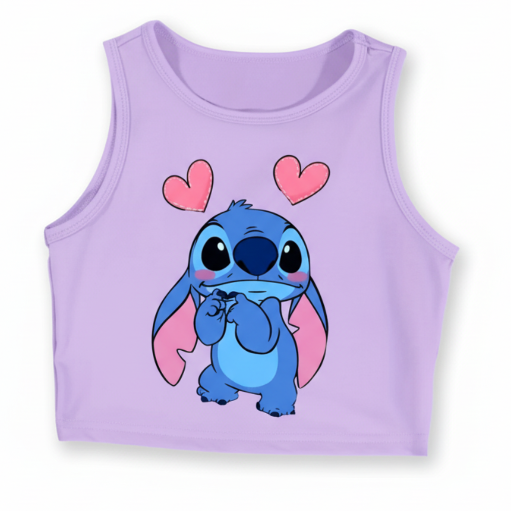 Girls Sleeveless Vest with Cartoon Print for Summer Wear