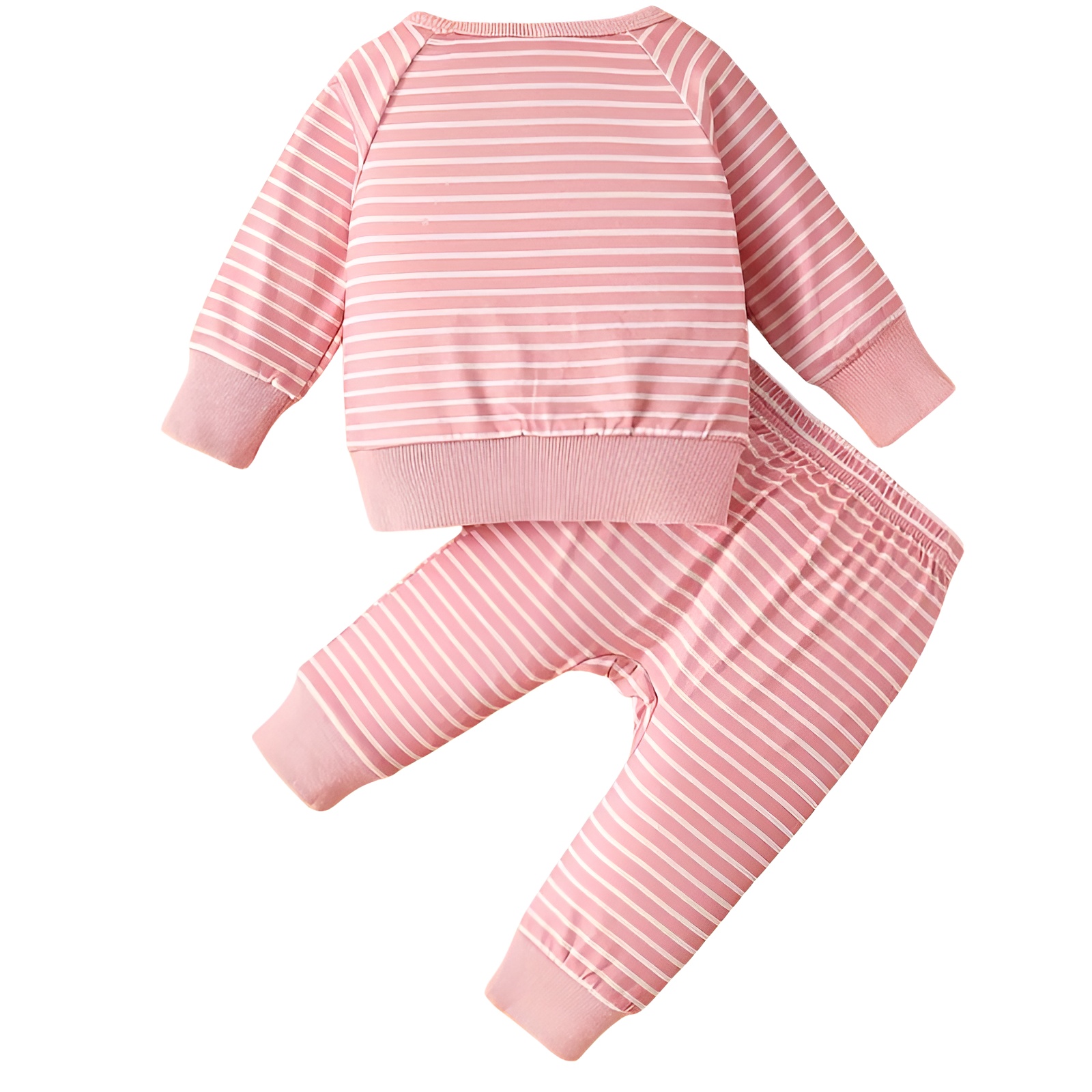 2pcs Boys Casual Stripe Pattern Sweatshirt and Pants