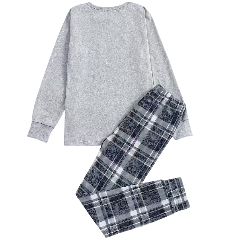 Boys Plaid Casual Base Layer and Pajama Set