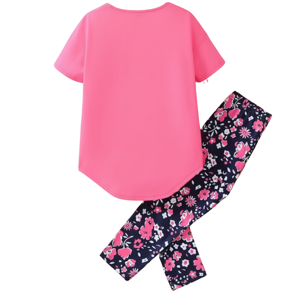 Girls Slogan T Shirt And Floral Bottoms Set For Summer