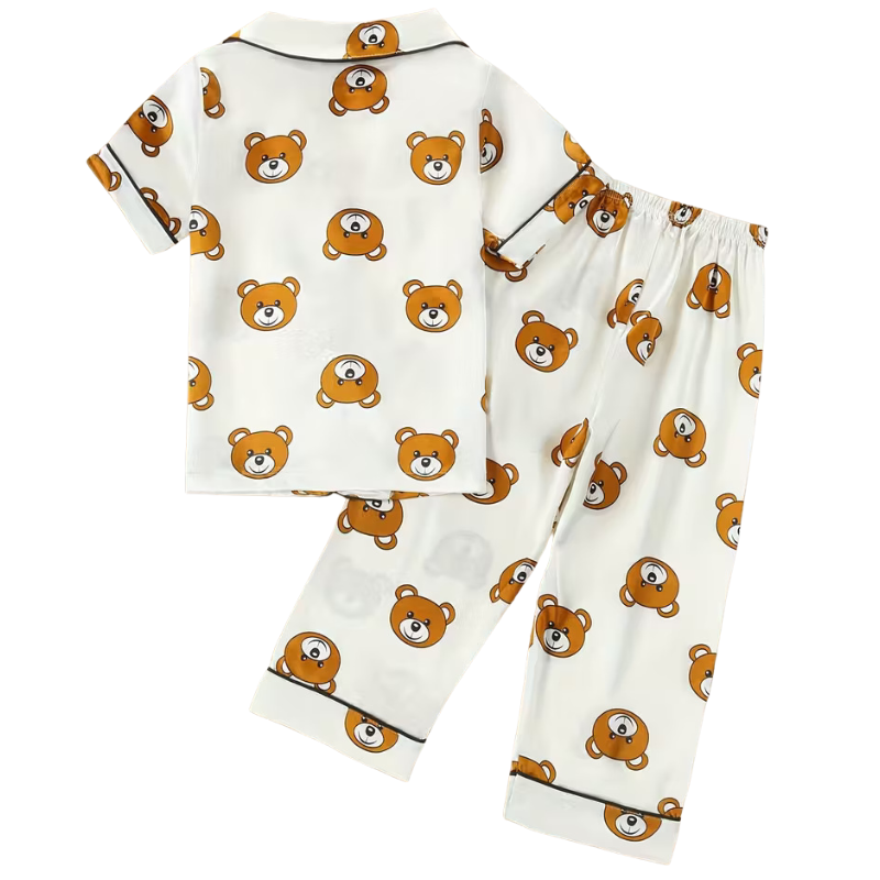 Cartoon Bear Print Short Sleeve Pajama Set