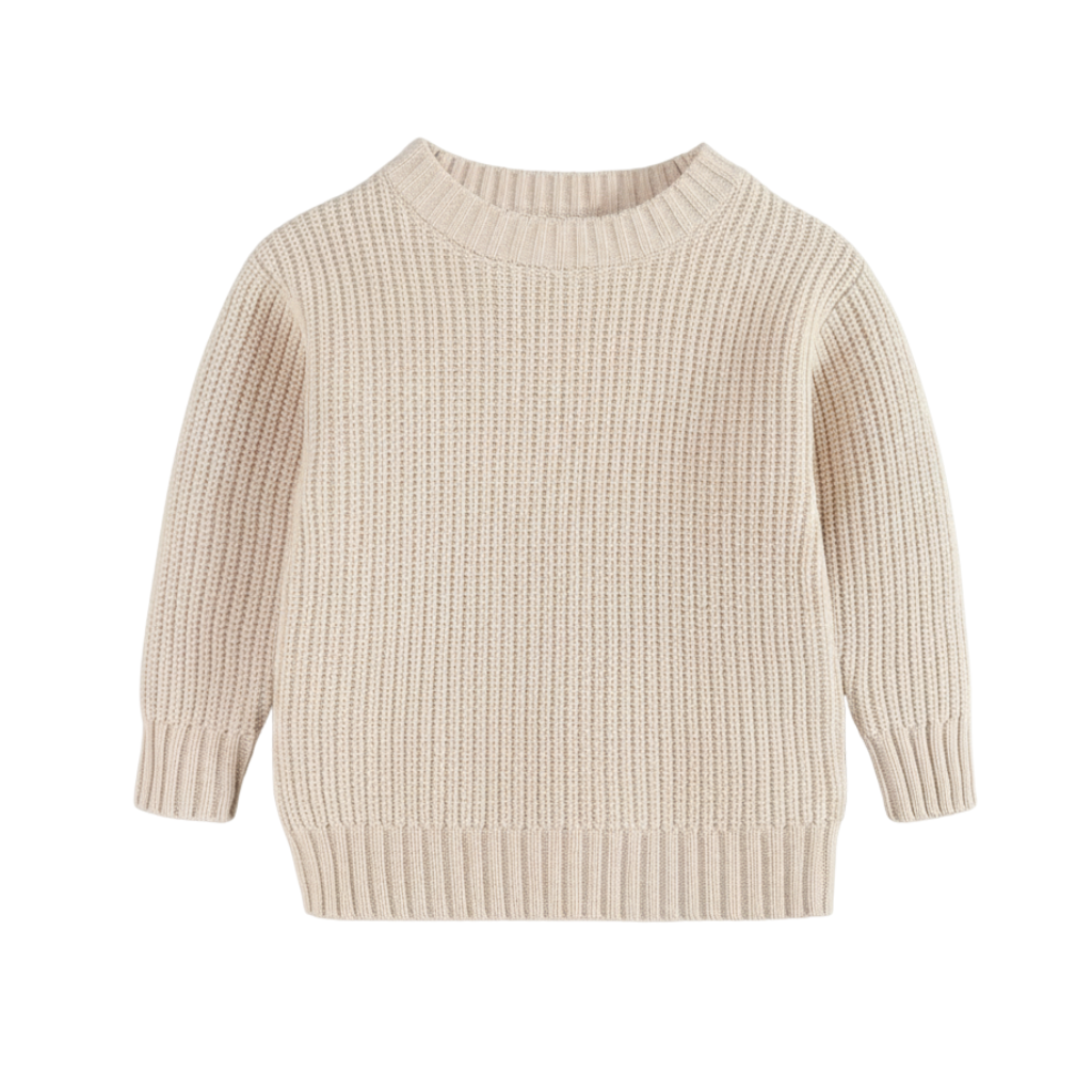 Long Sleeve Cable Knit Pullover For Baby With Button Closure