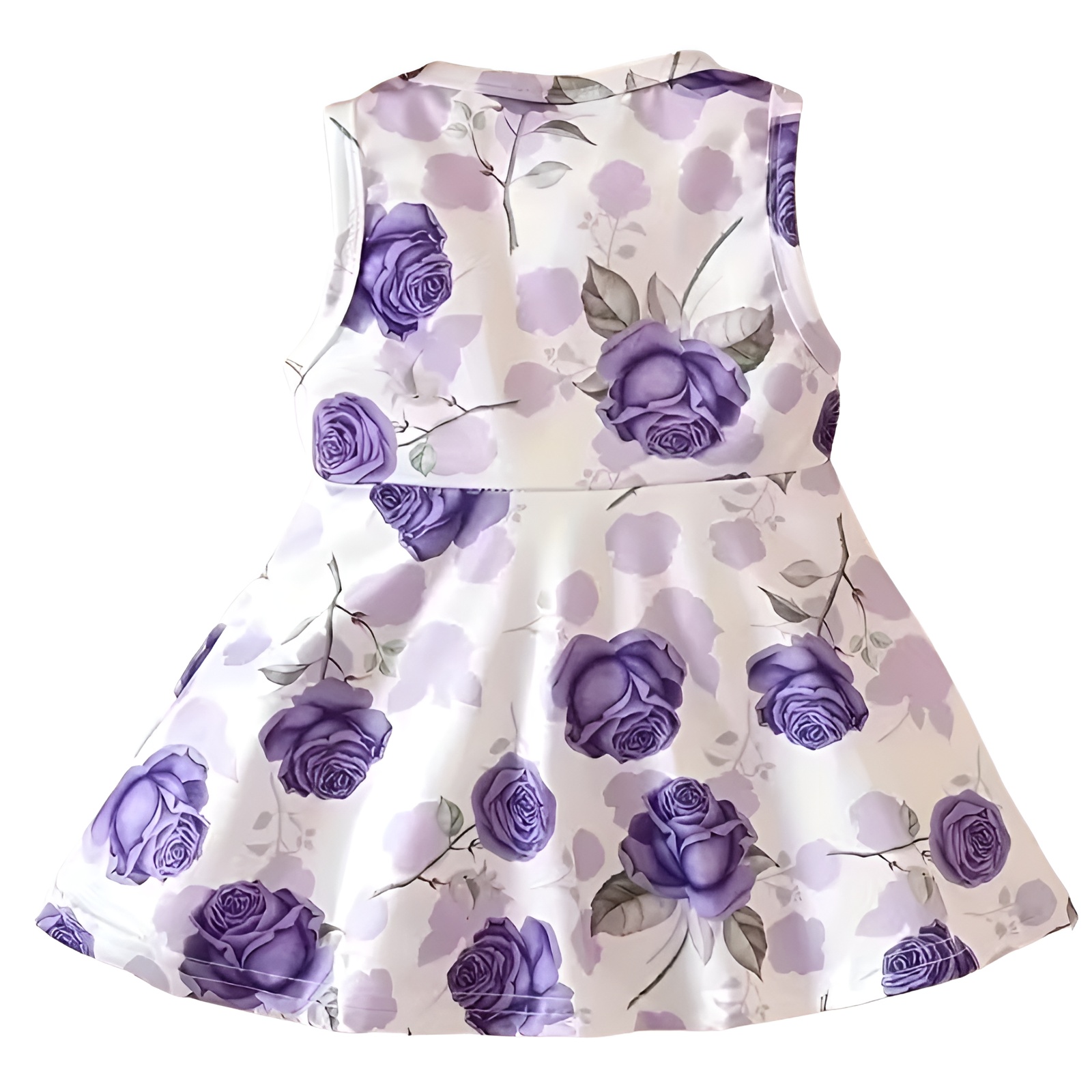 Rose and Leaf Print Sleeveless Dress for Girls