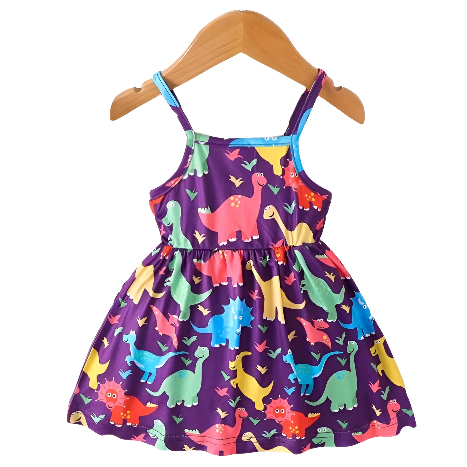 Dinosaur Cartoon Print Sleeveless Sundress for Girls