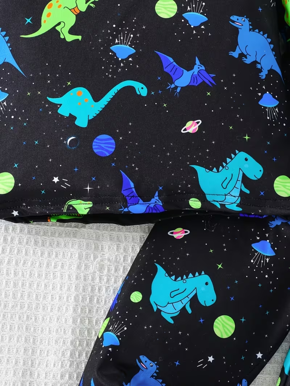 Dinosaur Print Pajama Set With Glow Effect