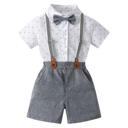Short Sleeve Shirt And Suspender Shorts