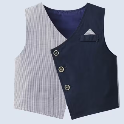 Four Piece Outfit Set With Long Sleeve Shirt with Bow Tie Vest And Pants