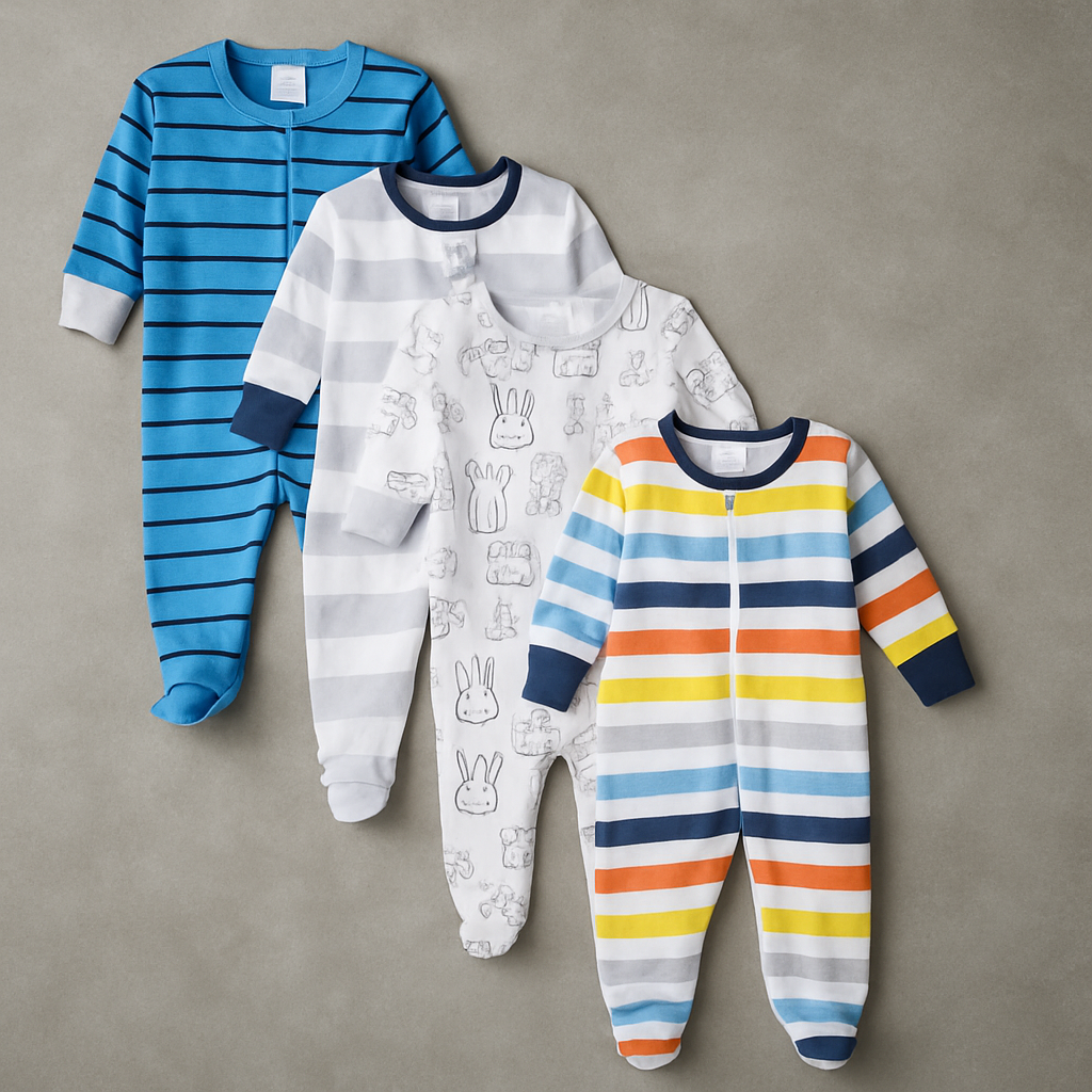 Baby Boys 4 Pack Sleep N Play Footies
