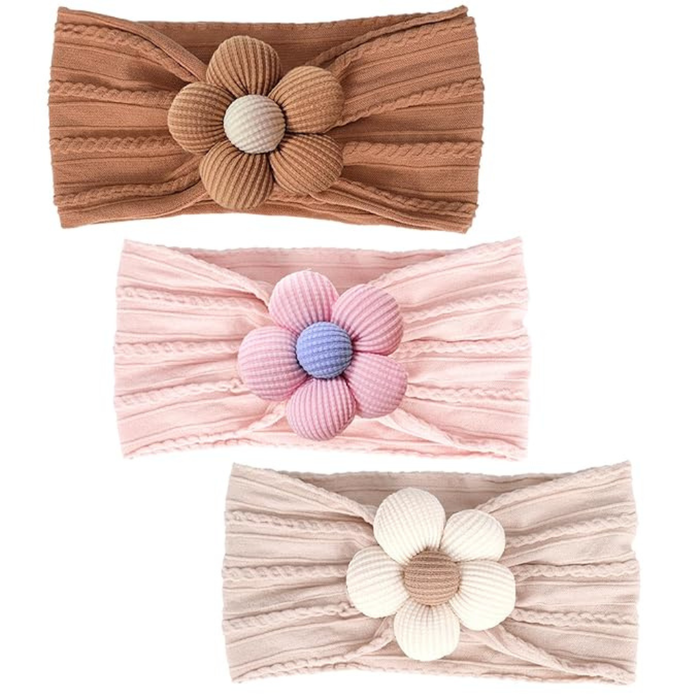 Baby Flower Soft Headbands For Baby Girls Pack Of 3