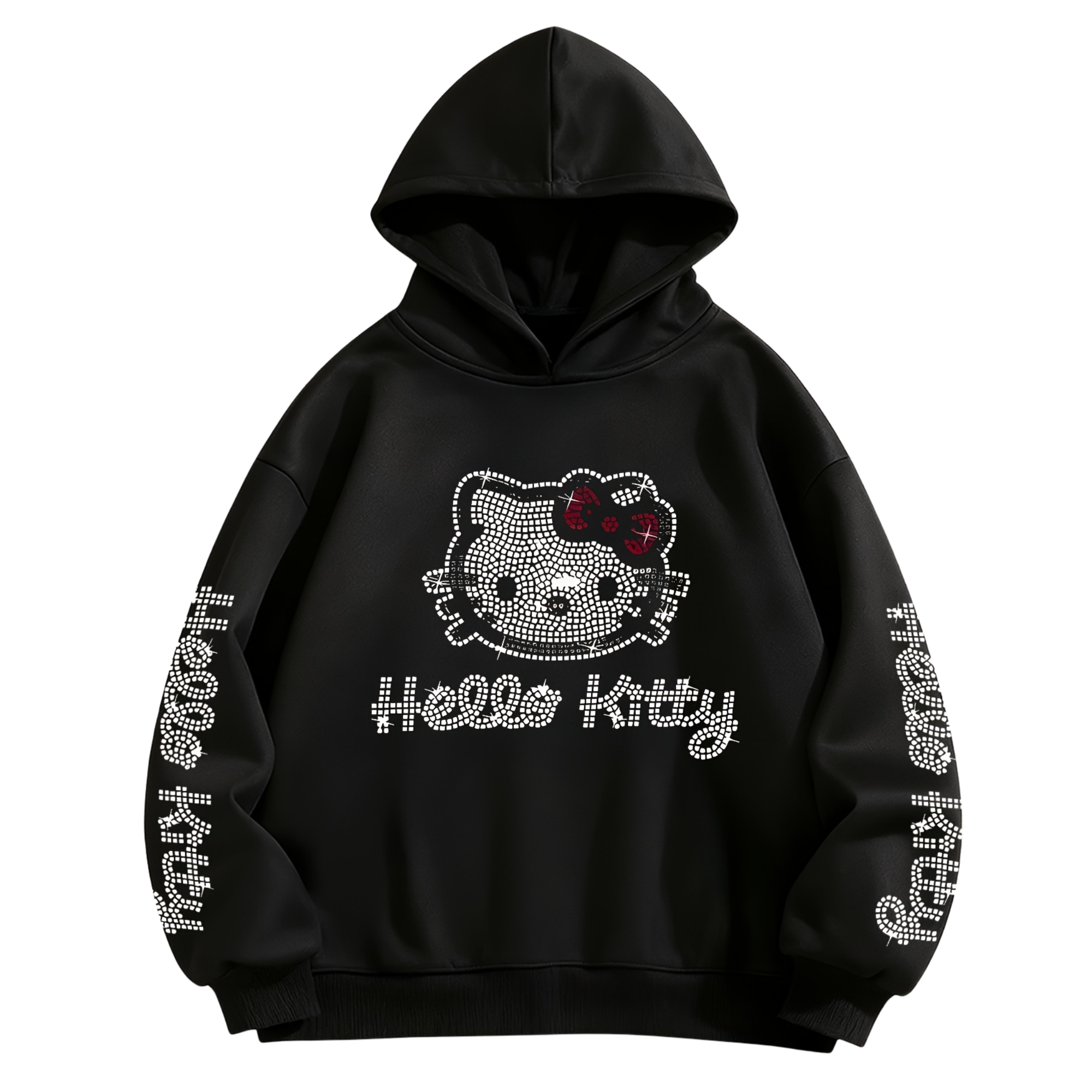 Kitty Shimmering Rhinestone Kids Hooded Sweatshirt