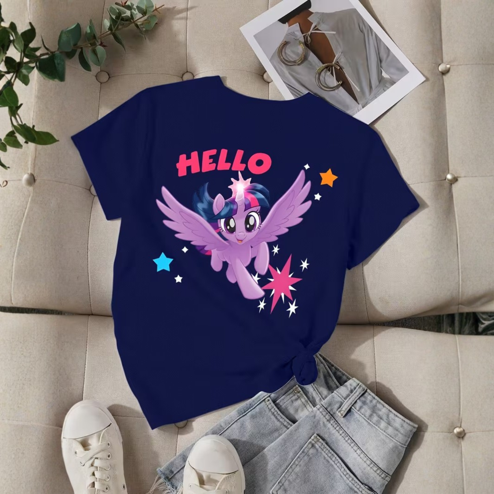 Twilight Sparkle Cartoon Printed Short Sleeve T Shirt For Girls