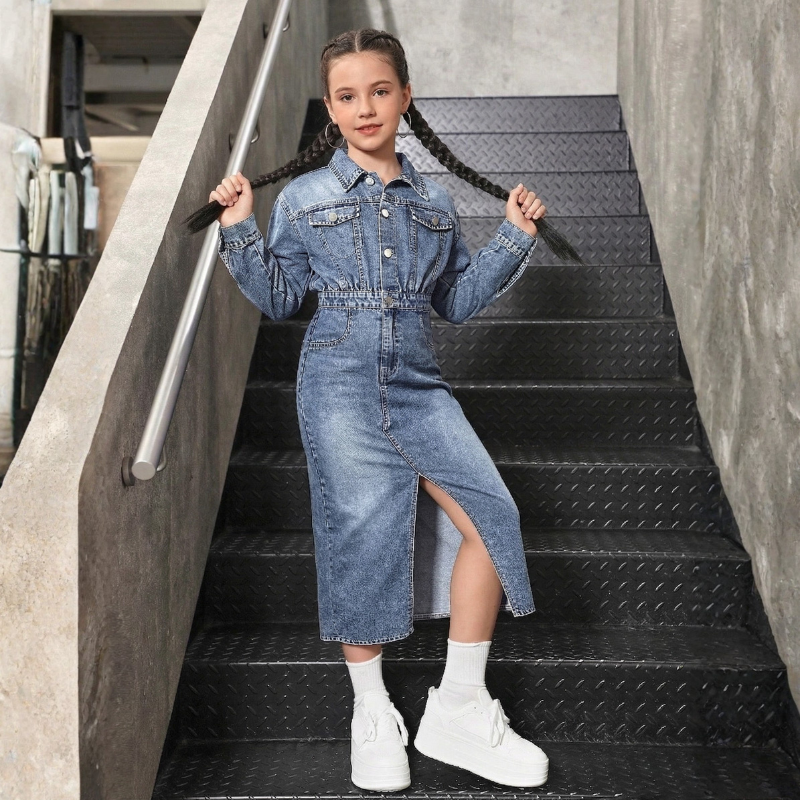 Casual Fitted Denim Dress